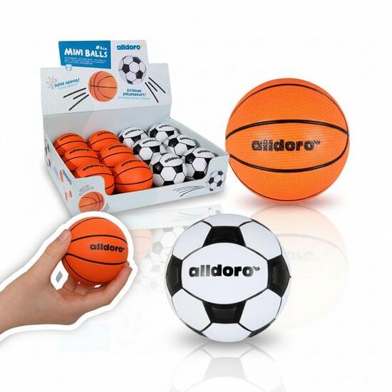12 Mini Spielbälle Ø 6 cm, Basketball & Fußball als sprungstarke Wurfbälle