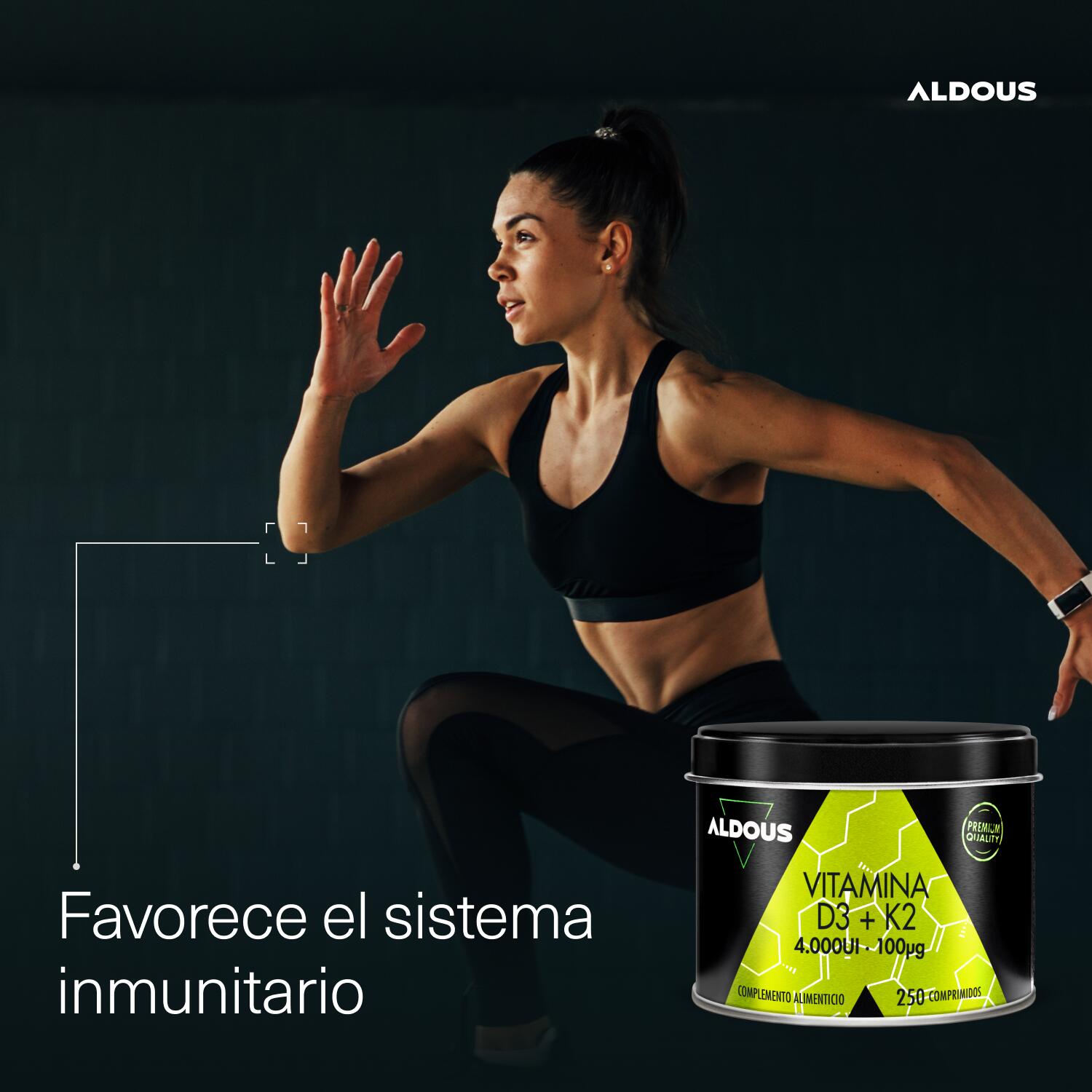 Vitamine D3 4000 UI + K2 Aldous | 250 comprimés 7/7