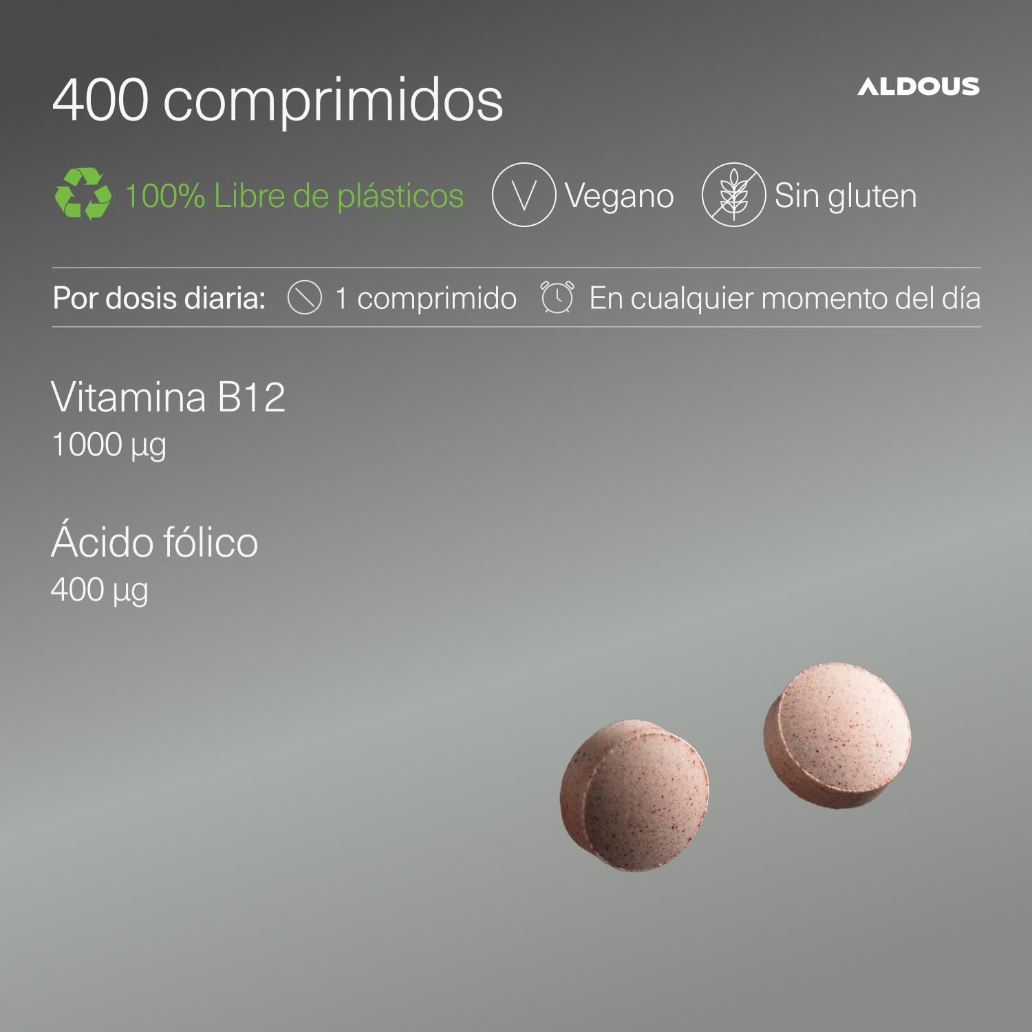 Vitamina B12 con Ácido Fólico Aldous   400 comprimidos 3/7