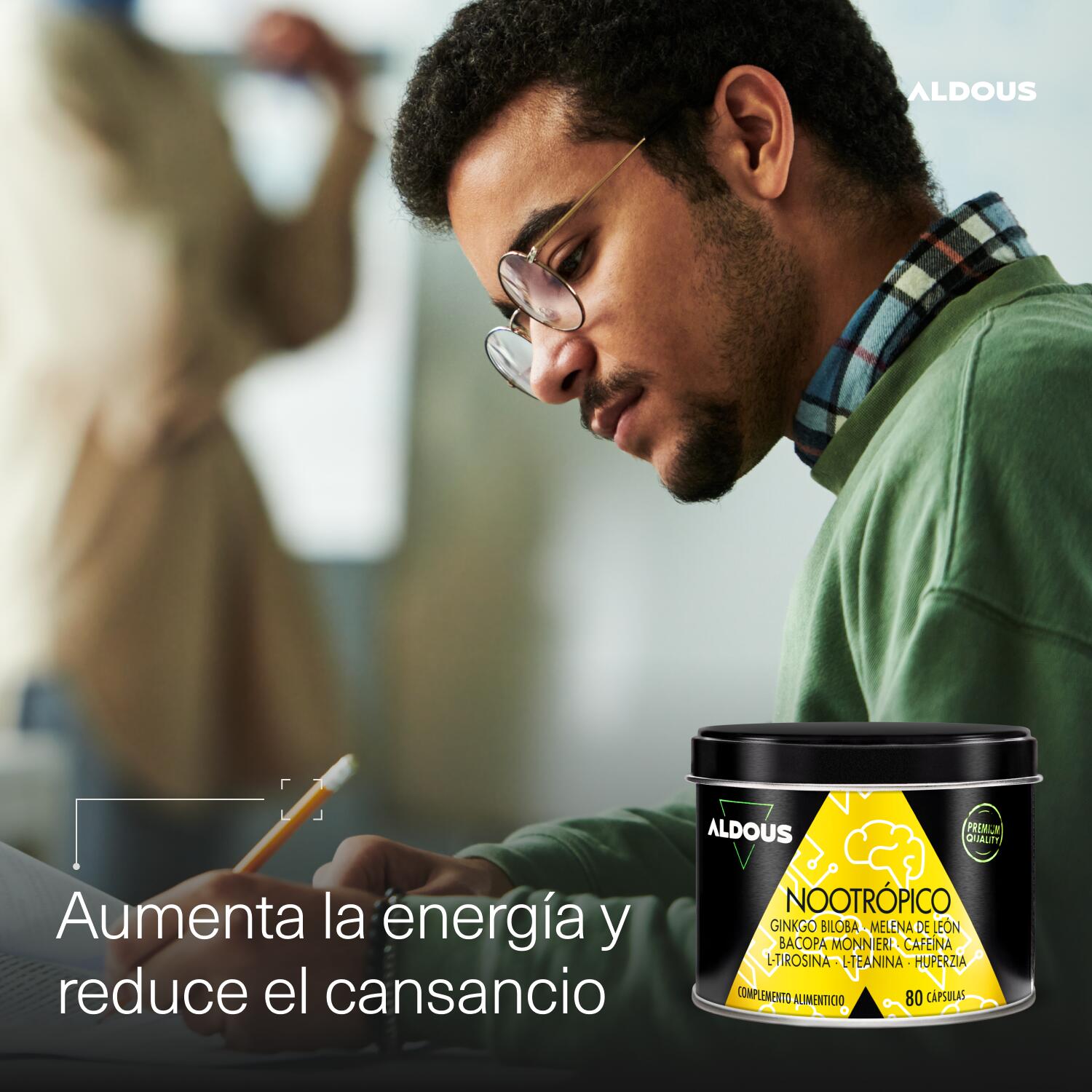 Ginkgo Biloba, Melena de León, Cafeína, Bacopa, Tirosina, Teanina y Huperzina A 7/7