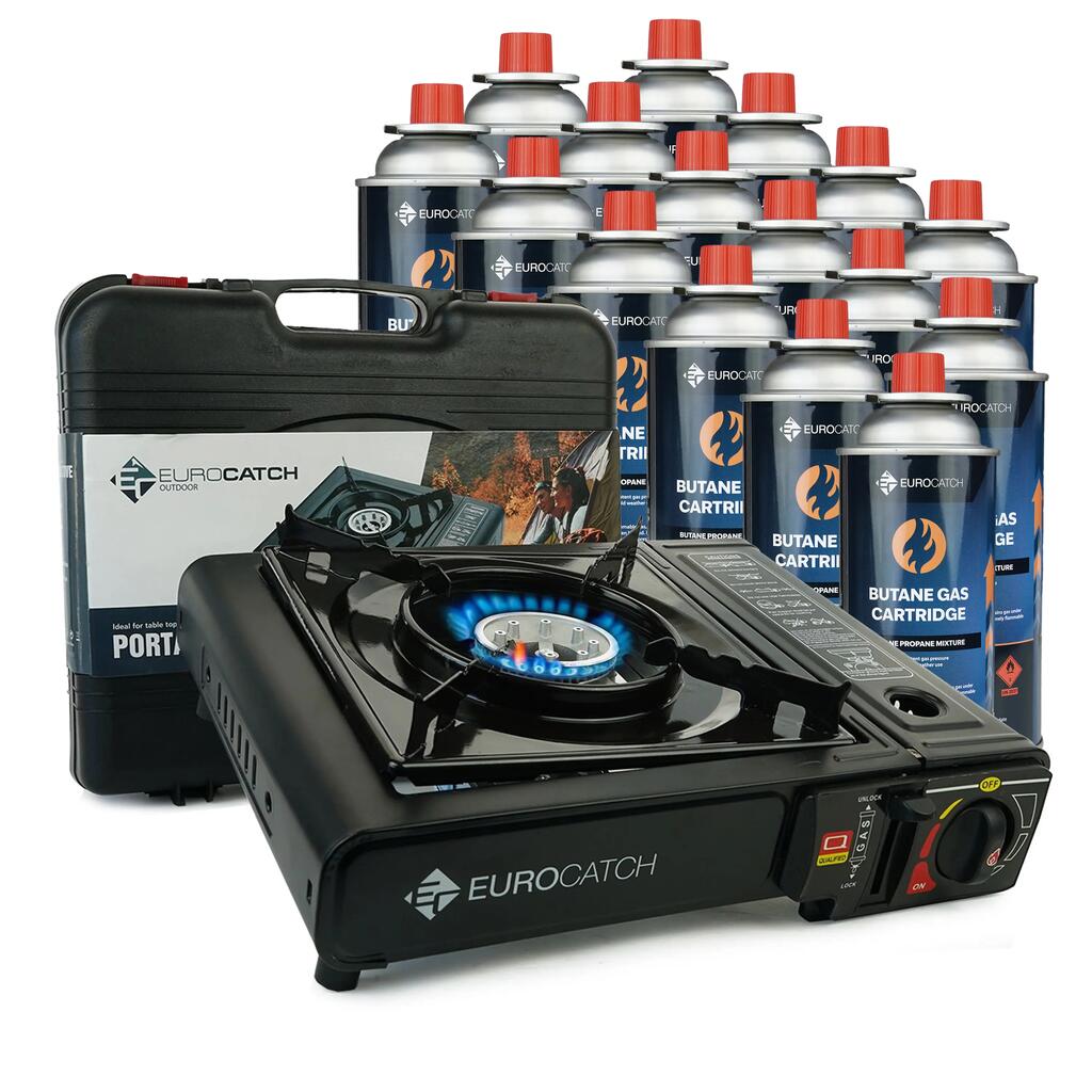 Portable Gas Cooker - Carry Case - Includes 16 Gas Cartridges