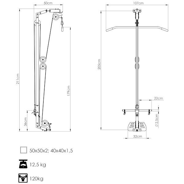 Horní a spodní kladka pro Power Rack MARBO MS-W107 2.0 5/5