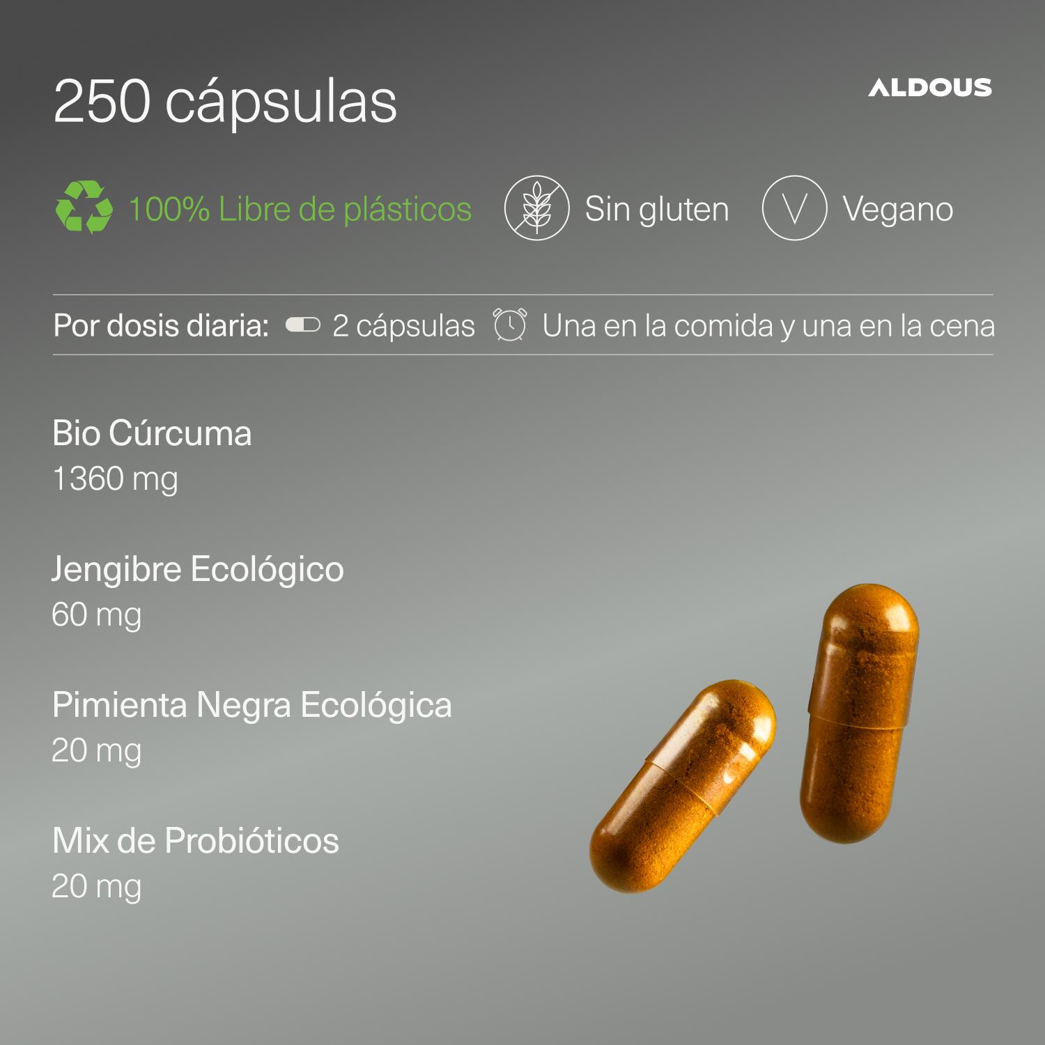 Curcuma con Zenzero, Pepe Nero e Probiotici - 250 capsule 3/7