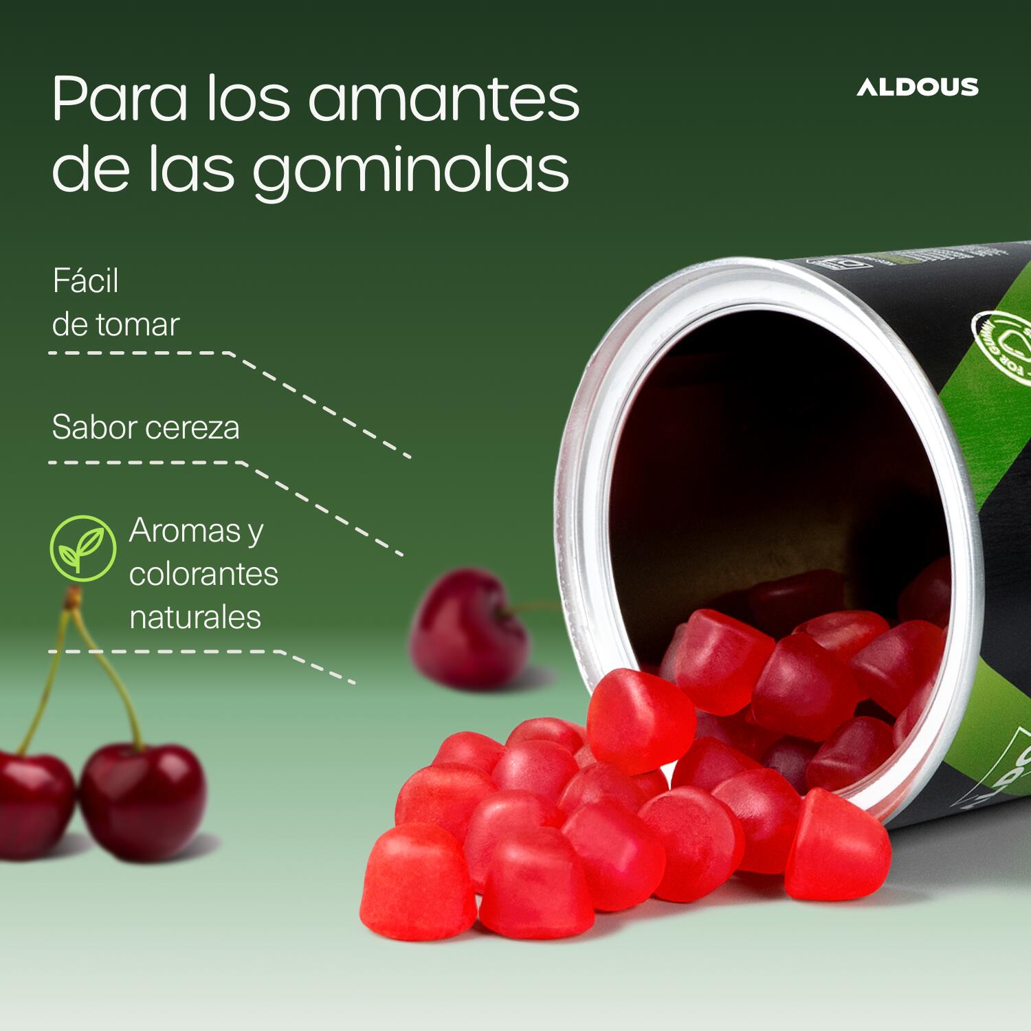 Probióticos + Vitaminas niños gominolas Aldous 120 gummies sabor a cereza 5/7