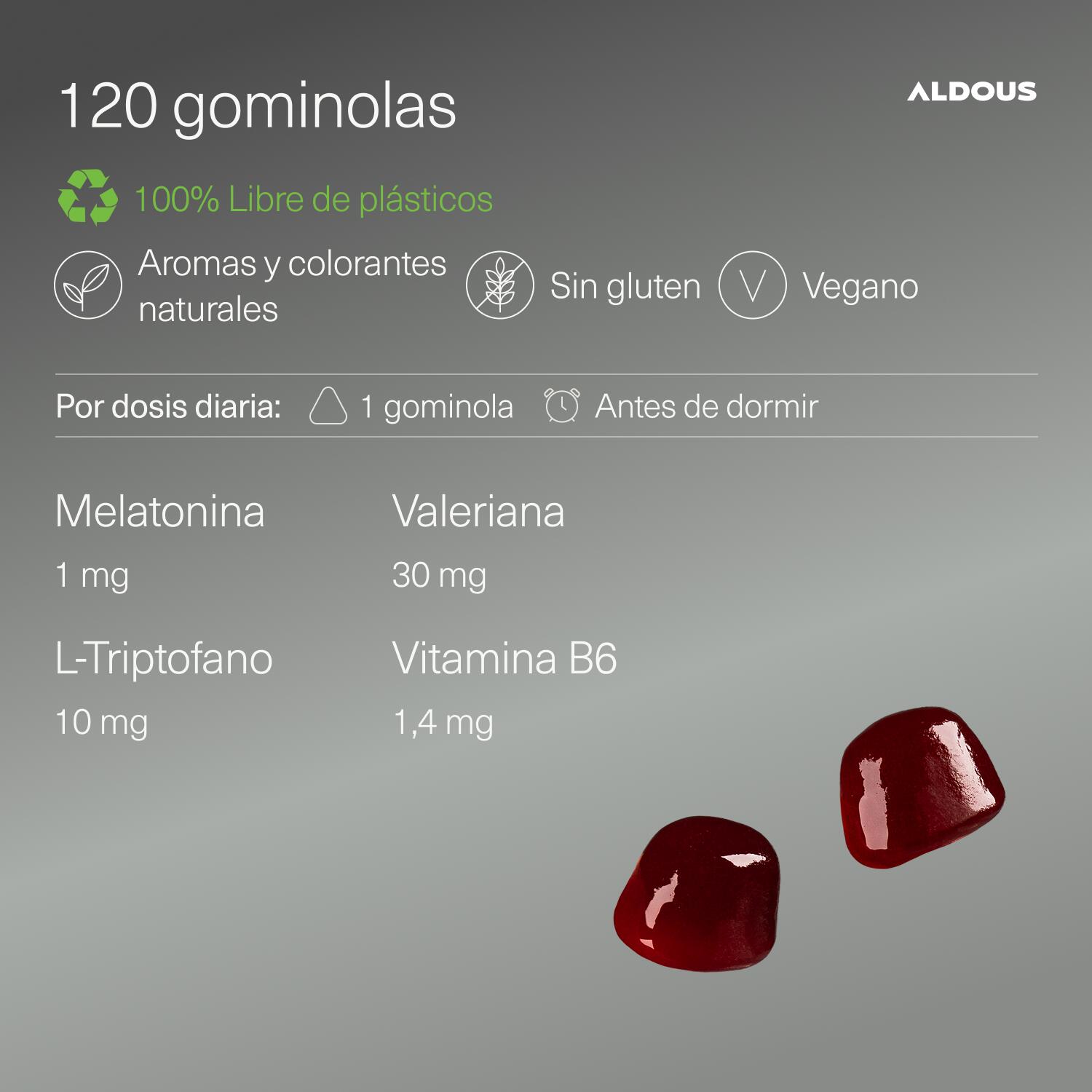 Mélatonine gélifiés - Tryptophane, Valériane, Vitamine B6 - Aldous 3/7