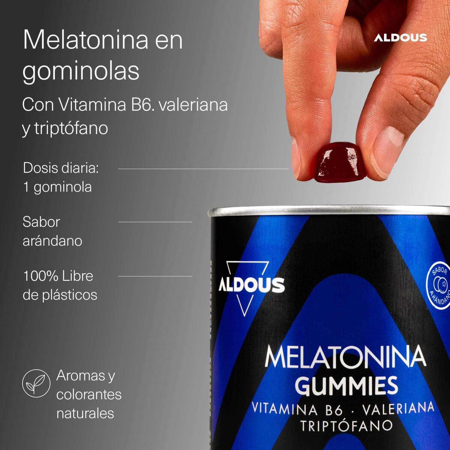 Mélatonine gélifiés - Tryptophane, Valériane, Vitamine B6 - Aldous 2/7