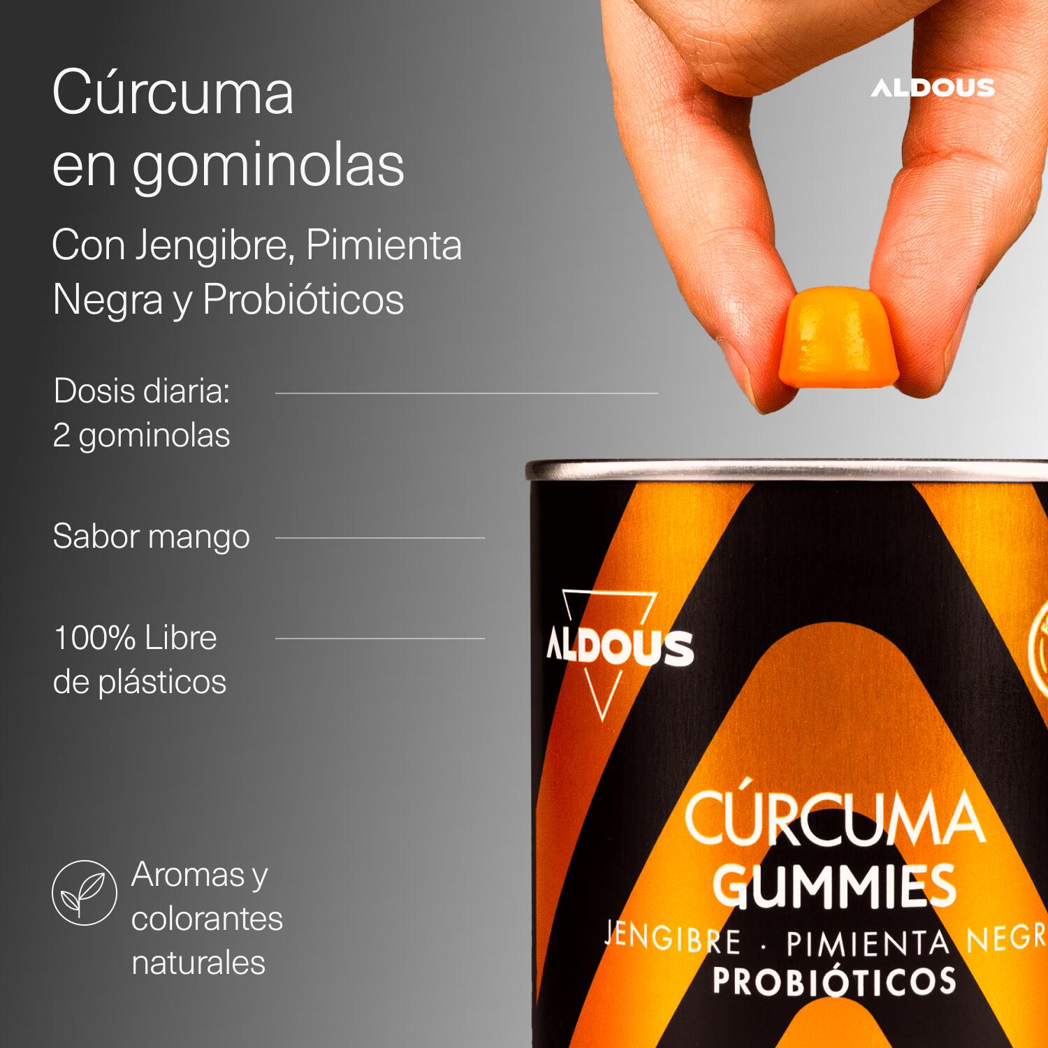 Cúrcuma con Jengibre y Pimienta Negra + PROBIÓTICOS - 2500 mg - 120 Gominolas 2/7