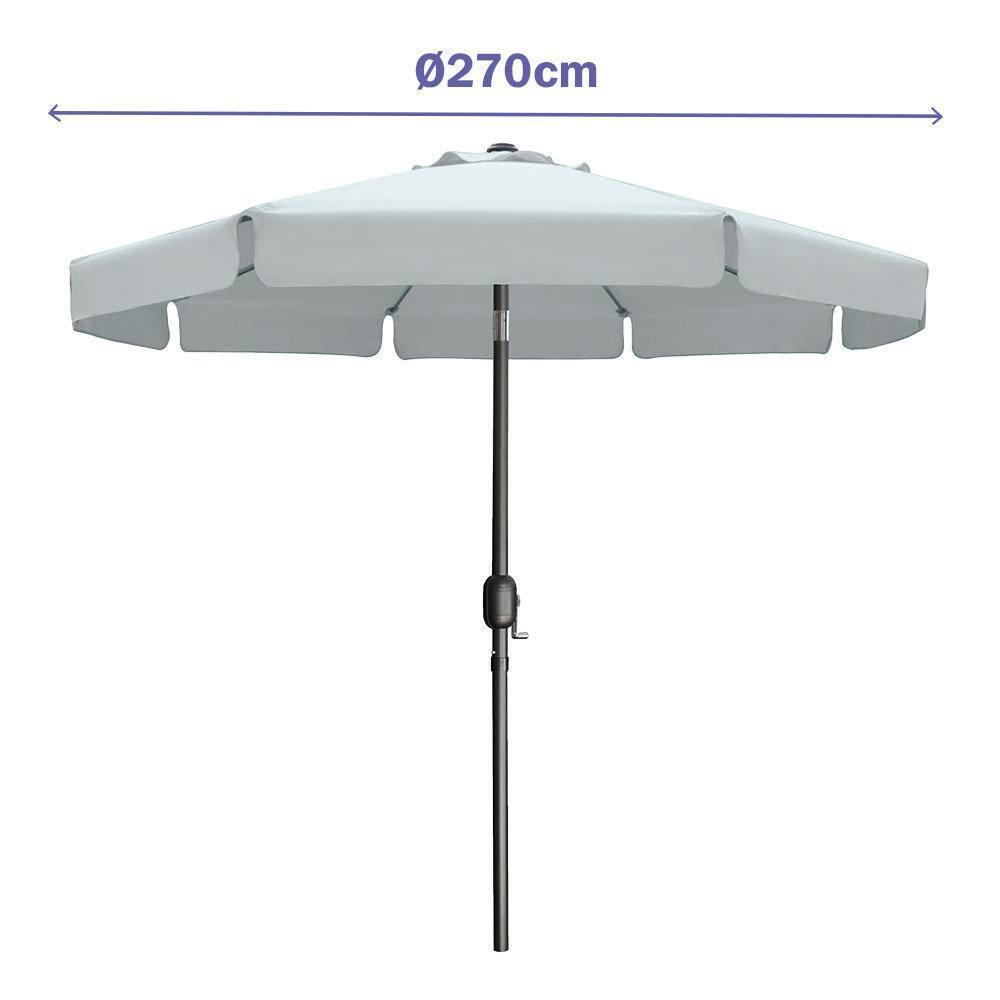 Sombrilla Marbueno 270 cm de Acero y Polyester Blanca 2/4