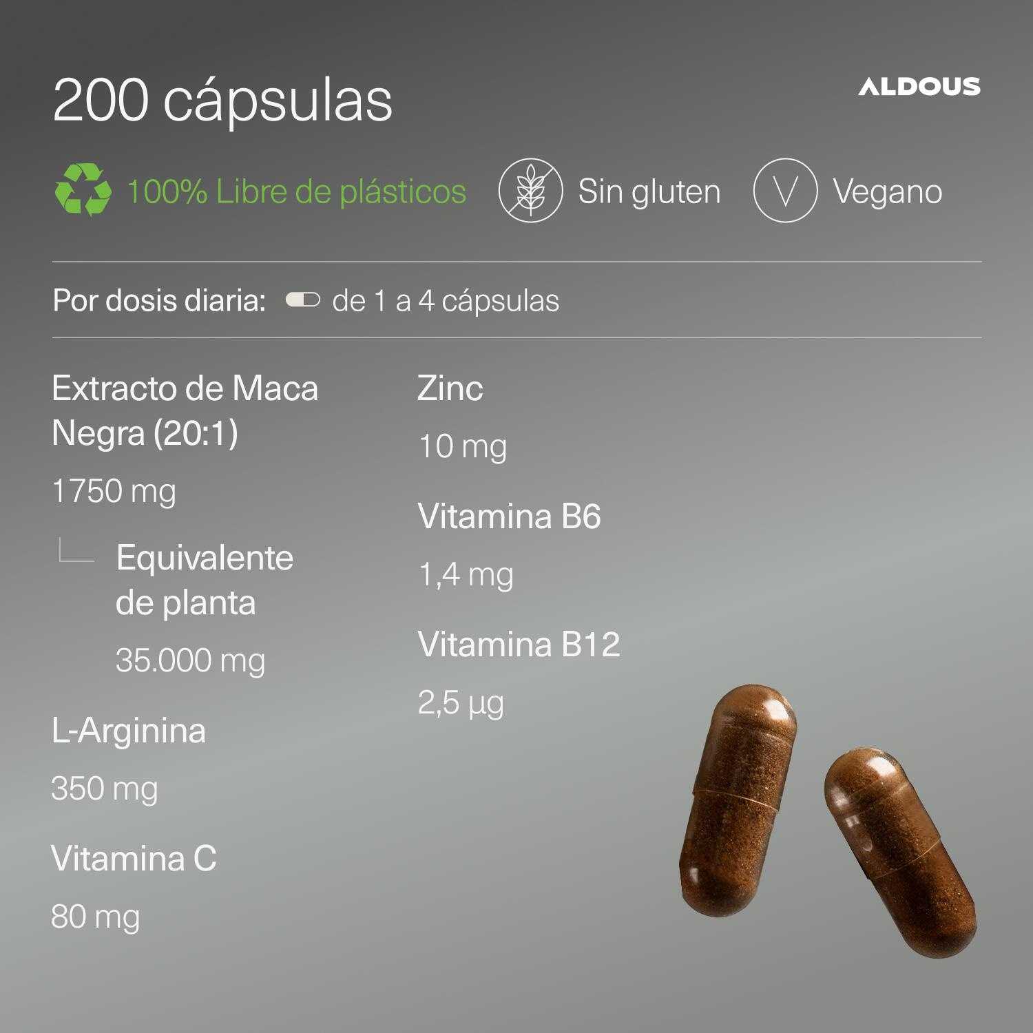 Black Maca - 200 cápsulas - Aldous 3/7