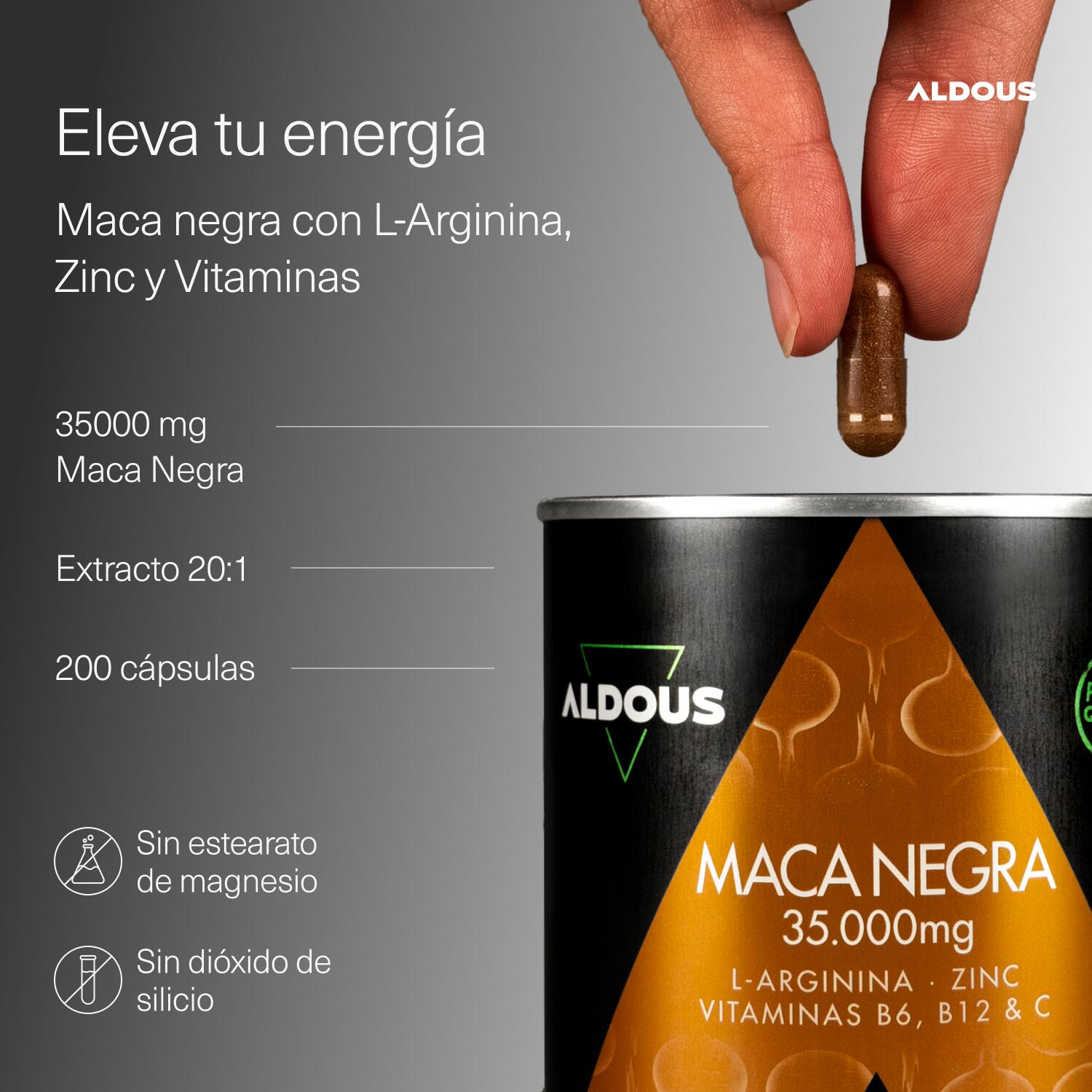 Black Maca - 200 cápsulas - Aldous 2/7