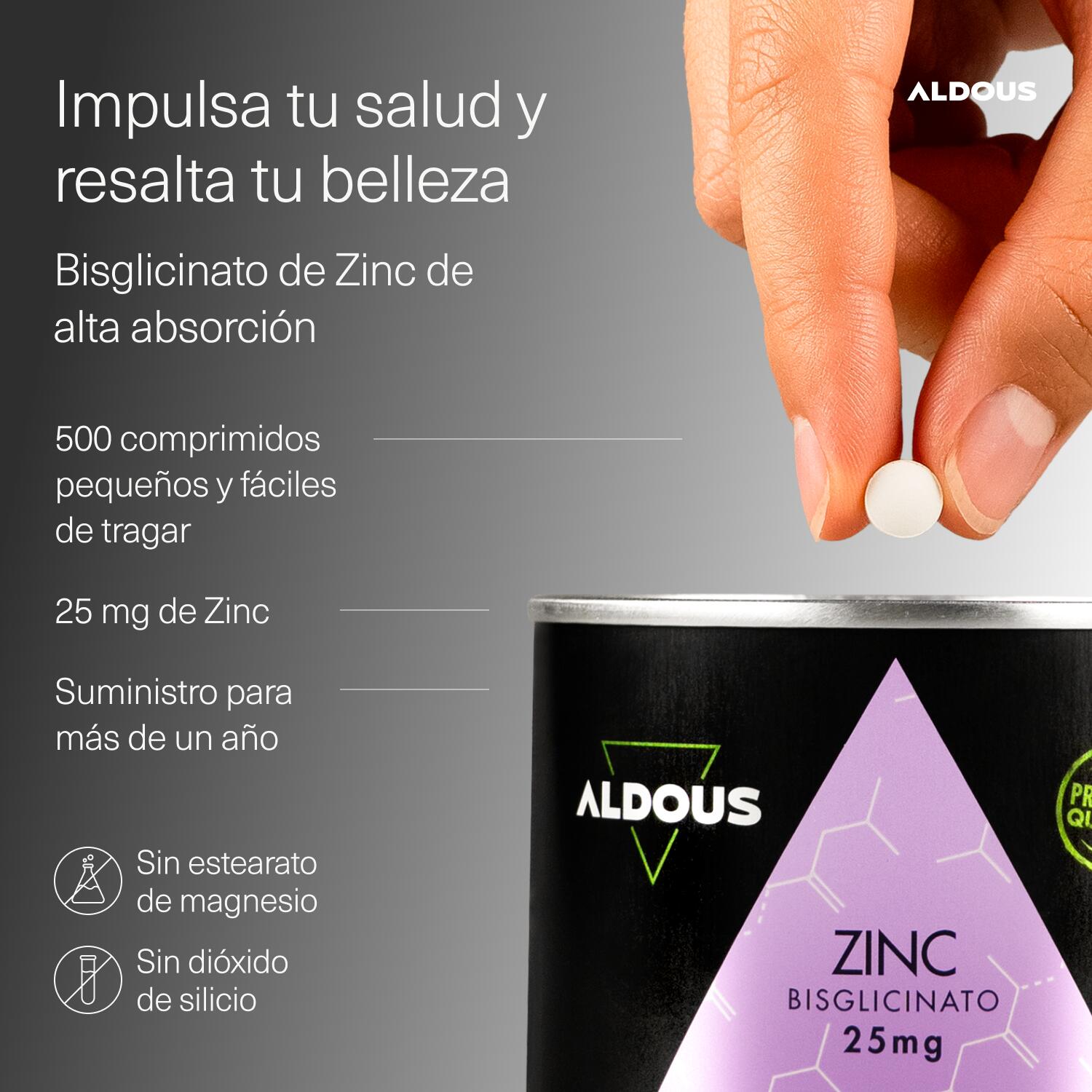 Zinc bisglicinato 25 mg Aldous - 500 compresse 2/7