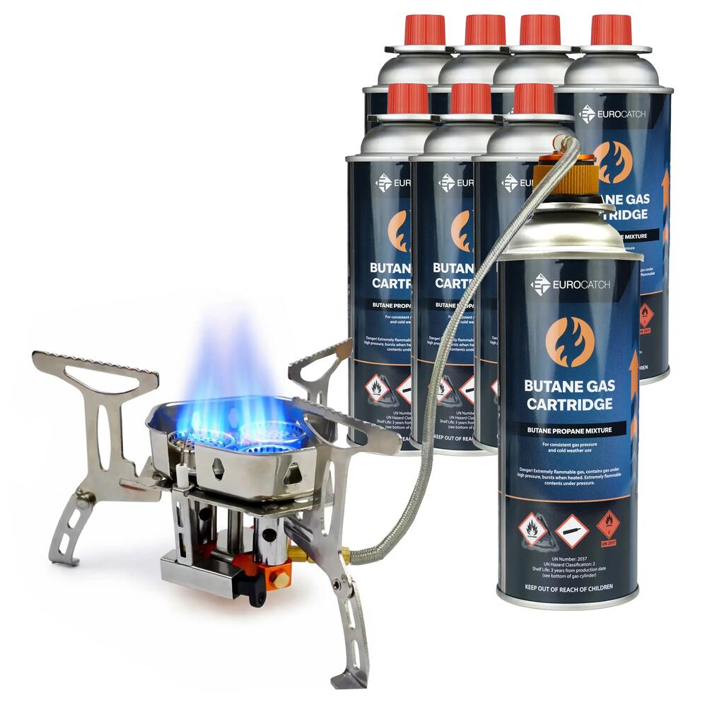 Foldable Gas Burner 6800 W - Includes 8 Cartridges - Carry Case