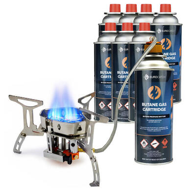 Opvouwbare gasbrander turbo 6800w - met connector - incl. 8 gasflessen