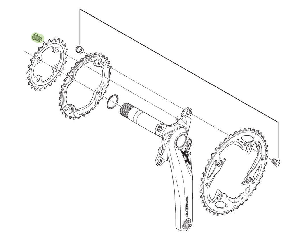 Bulloni di fissaggio del Corona Bici (m8 x 10,1 / 1 unità = 4 pezzi) Shimano FC- 2/2
