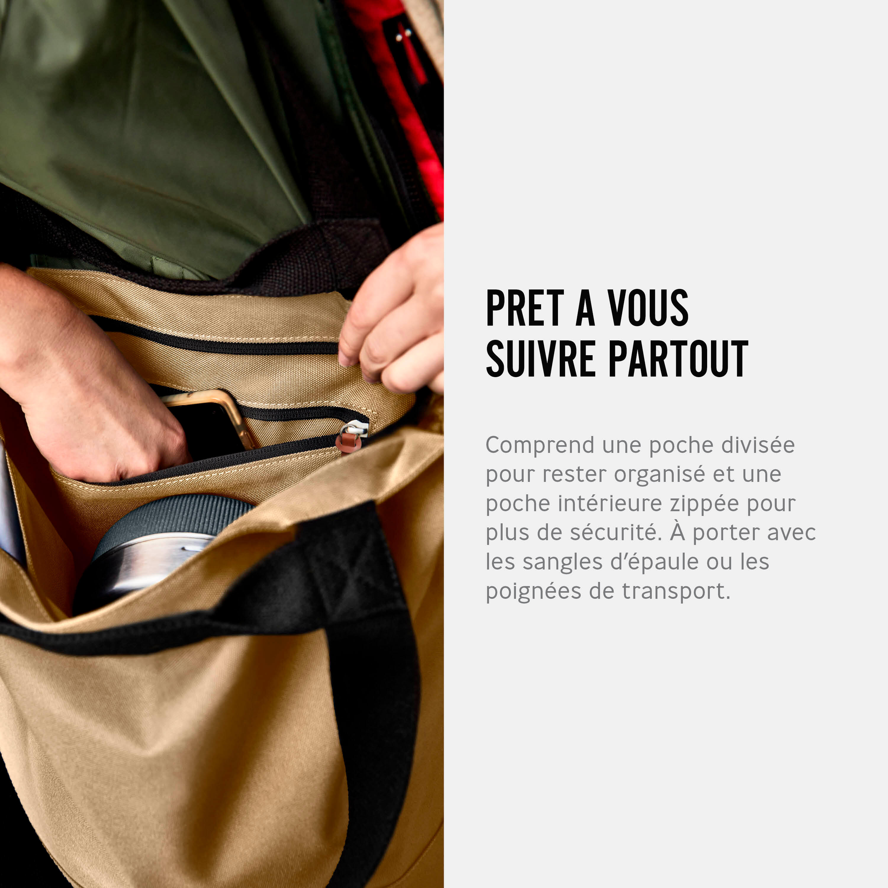 Tote Bag Isotherme Beige 16L- 2 Compartiments et Poche Zippée Intérieure 5/7