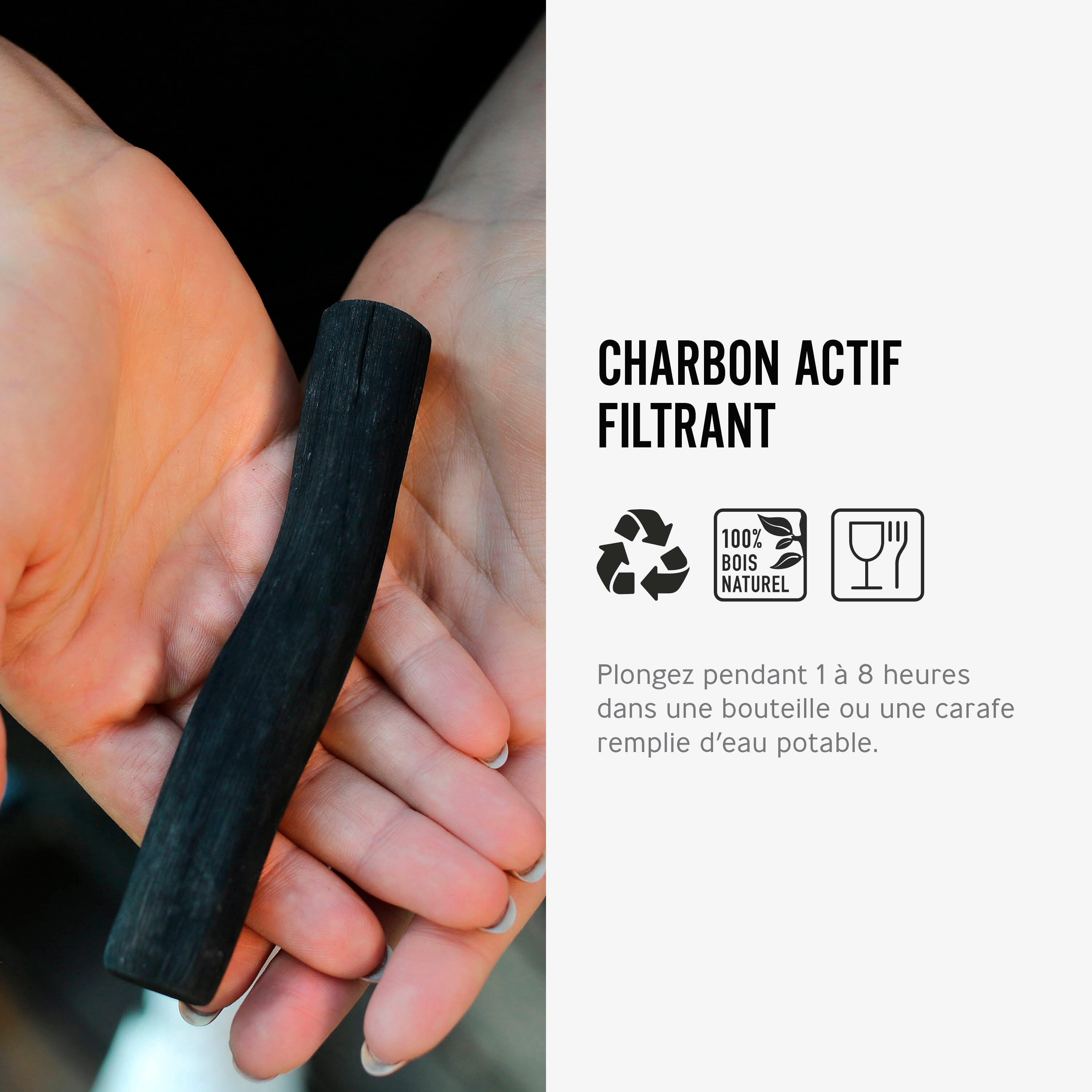 Charbon Actif Binchotan avec spirale universelle en Inox 5/6