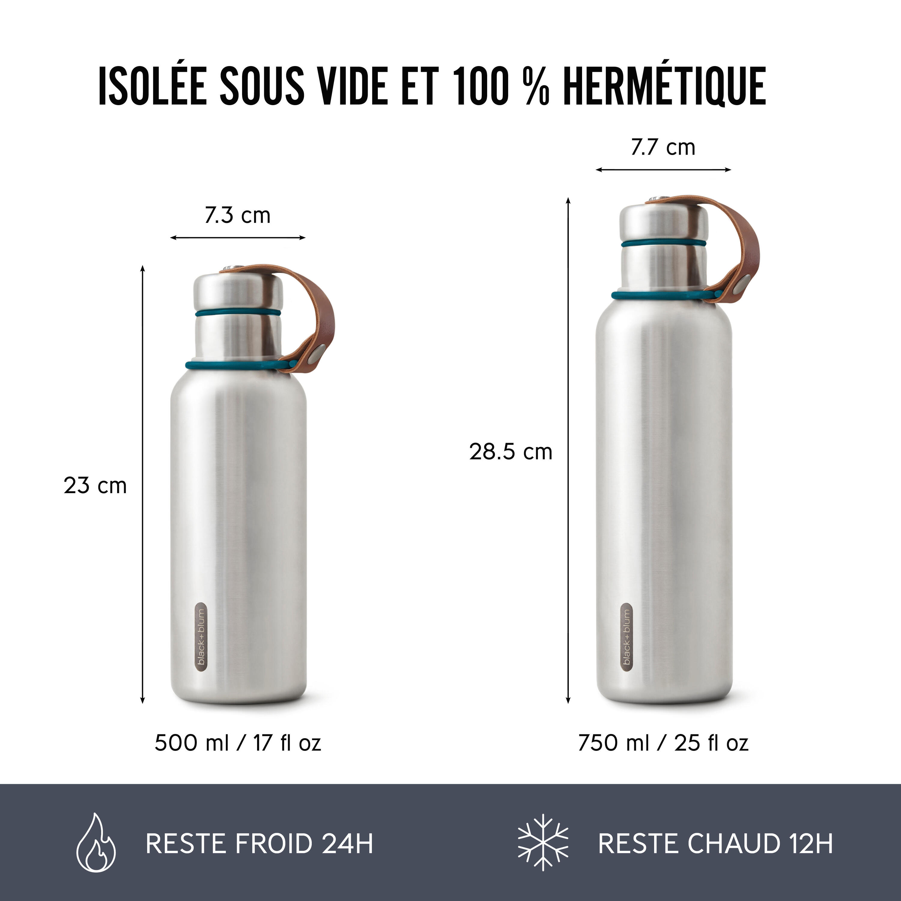 GOURDE ISOTHERME-OCEAN-500ML-EN ACIER INOX-24H CHAUD  12H FROID 4/7