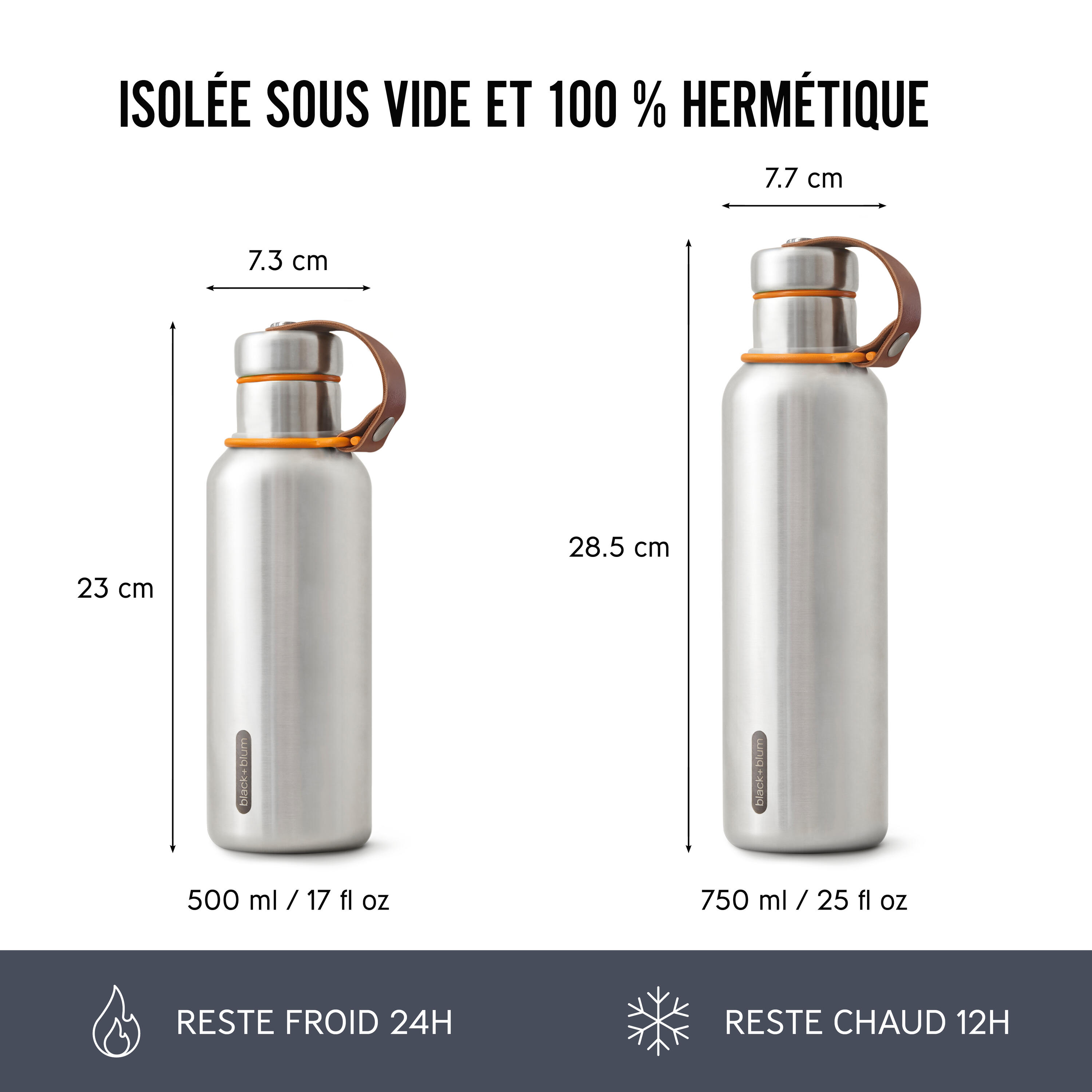 GOURDE ISOTHERME-OCEAN-500ML-EN ACIER INOX-24H CHAUD  12H FROID 6/7