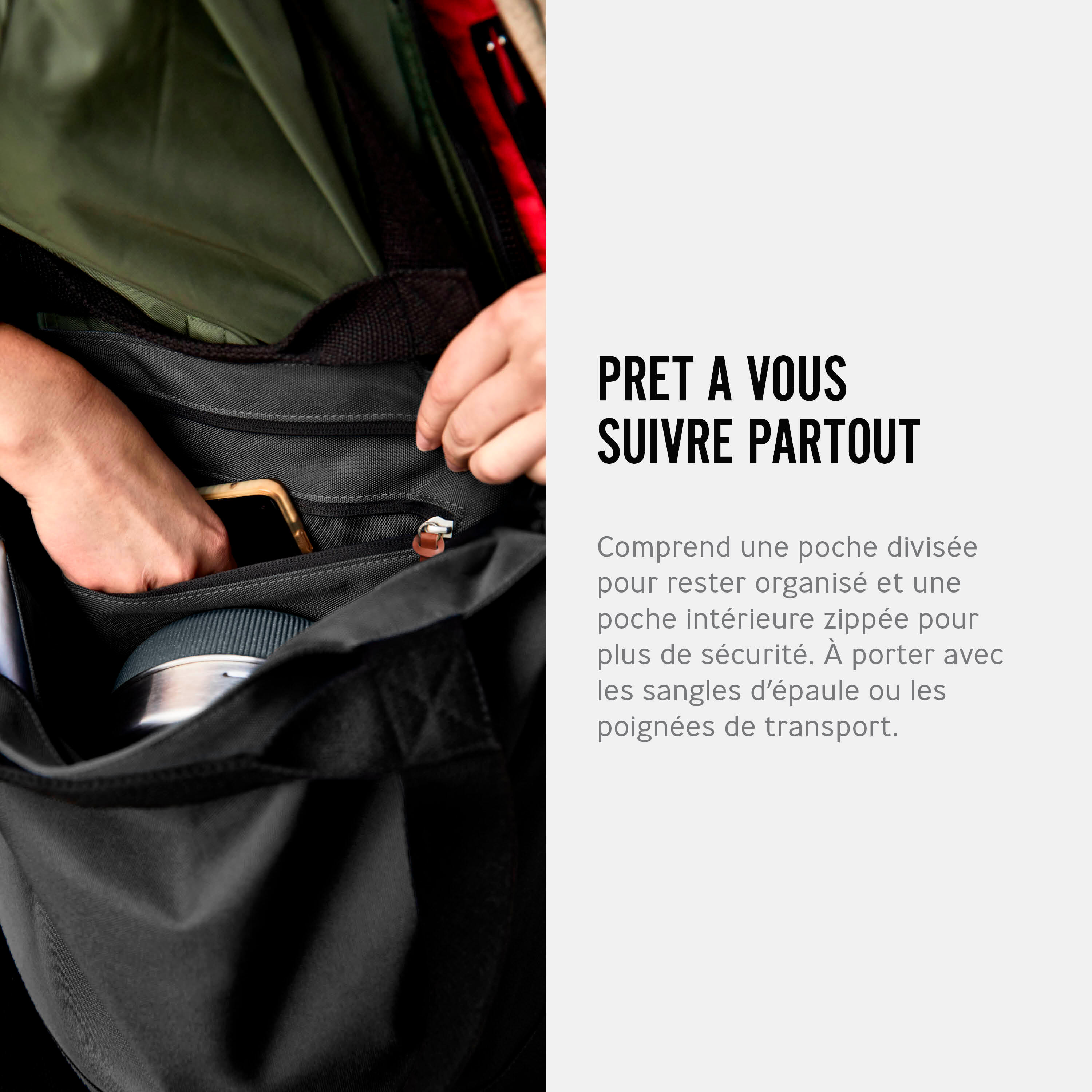 Tote Bag Isotherme Noir 16L- 2 Compartiments et Poche Zippée Intérieure 4/7