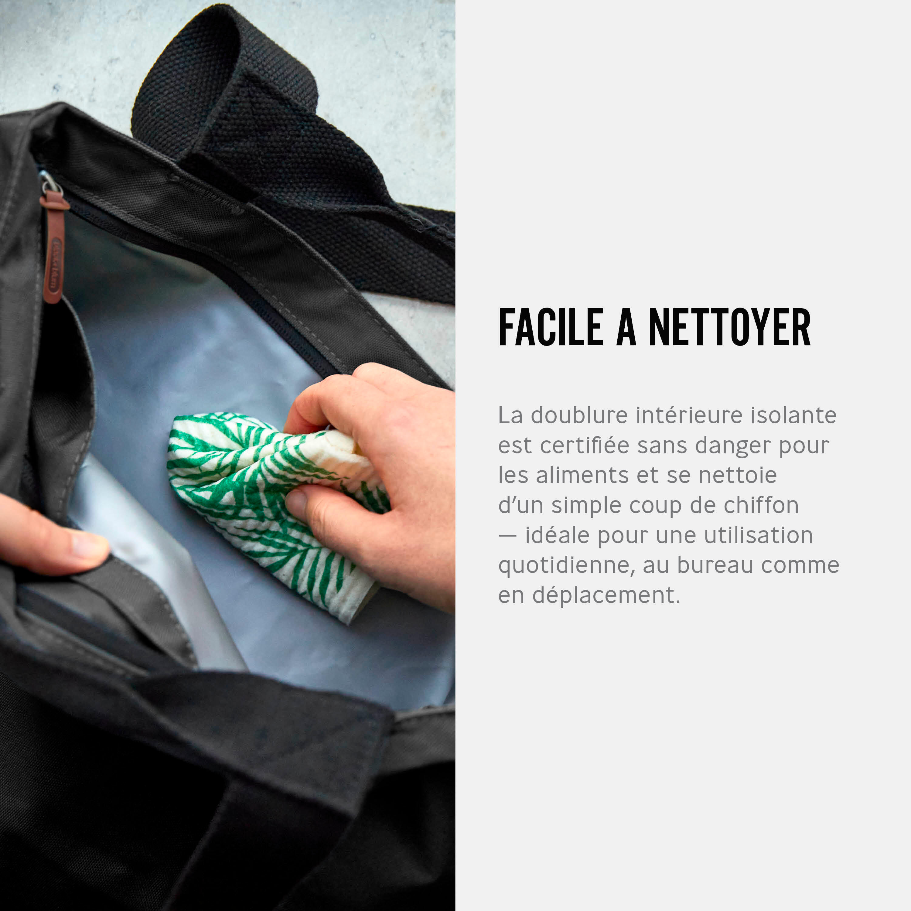 Tote Bag Isotherme Noir 16L- 2 Compartiments et Poche Zippée Intérieure 6/7