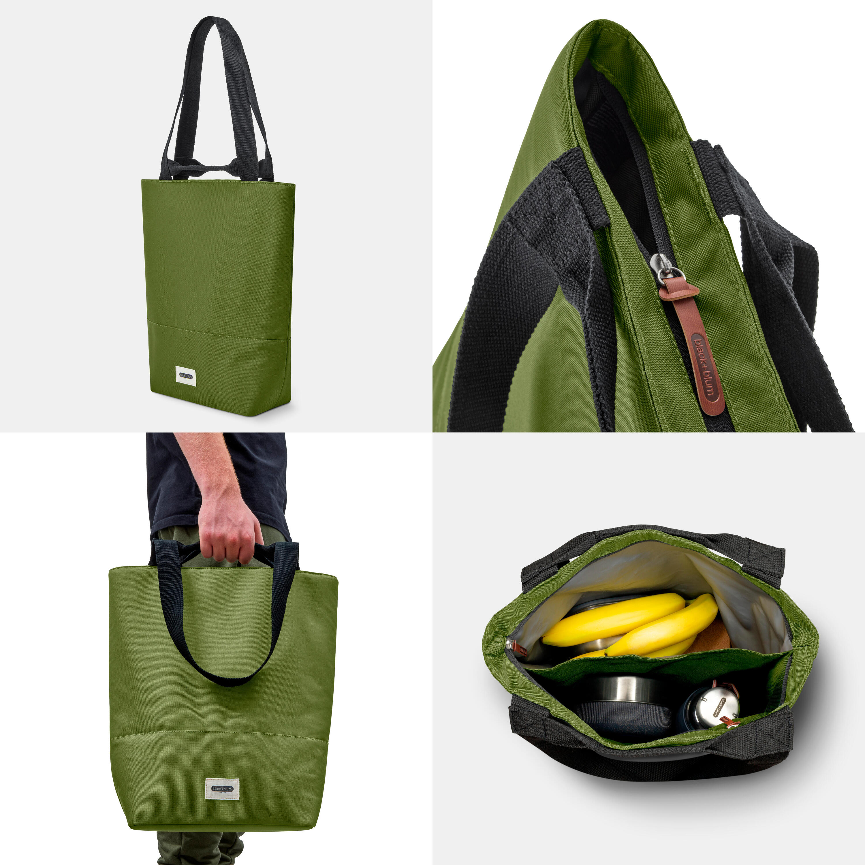 Tote Bag Isotherme Olive 16L- 2 Compartiments et Poche Zippée Intérieure 2/7