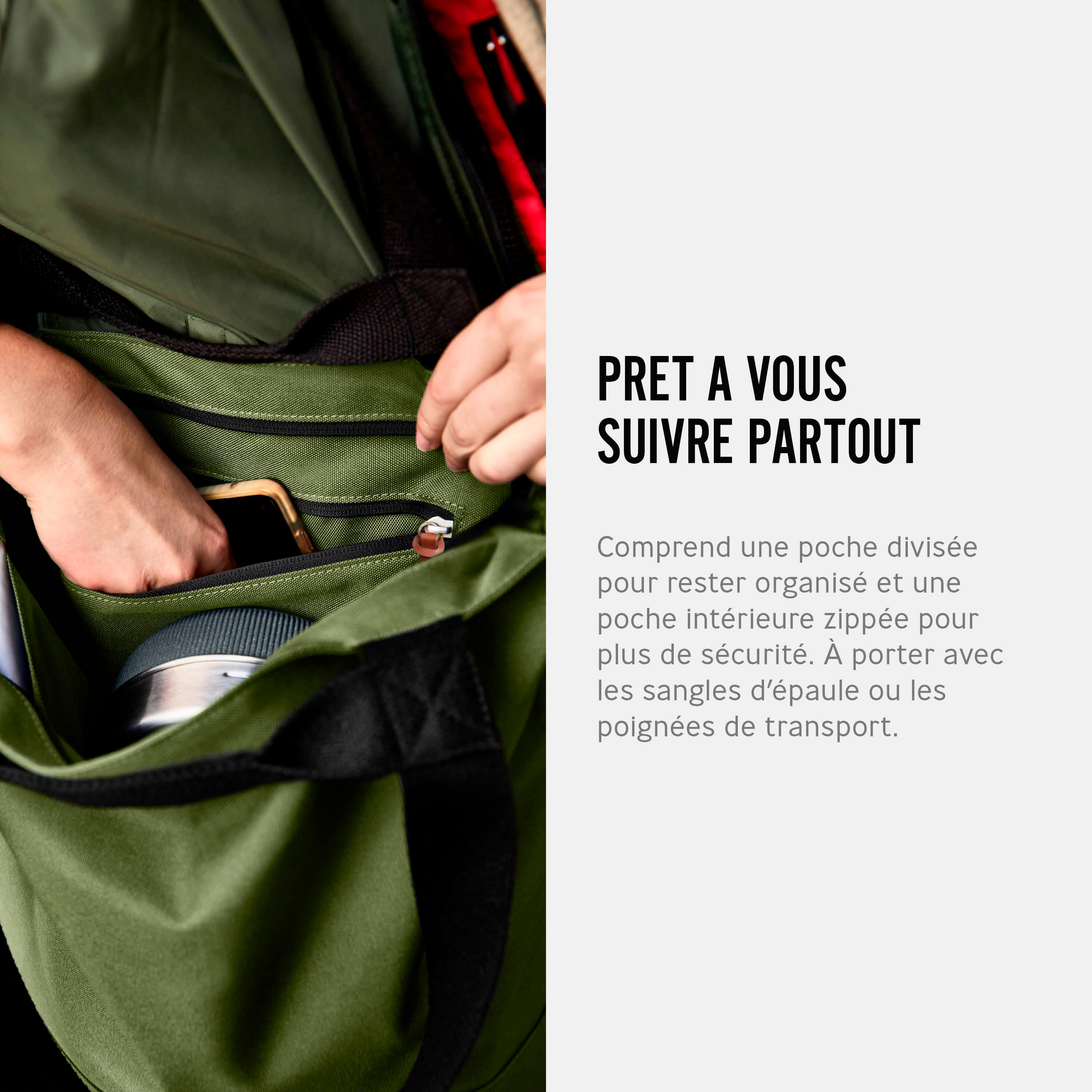 Tote Bag Isotherme Olive 16L- 2 Compartiments et Poche Zippée Intérieure 5/7