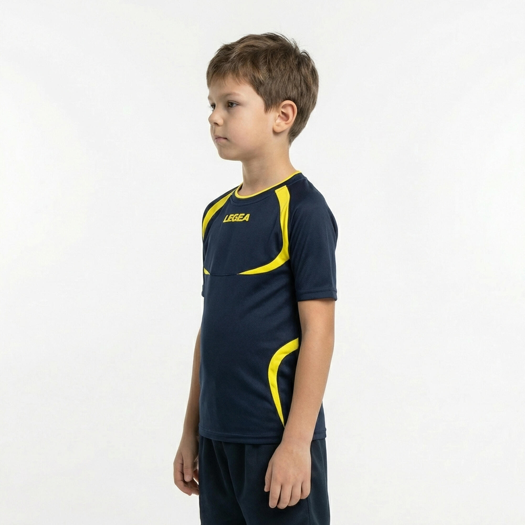 T-shirt de running homme à manches courtes respirante bleu-jaune 3/5