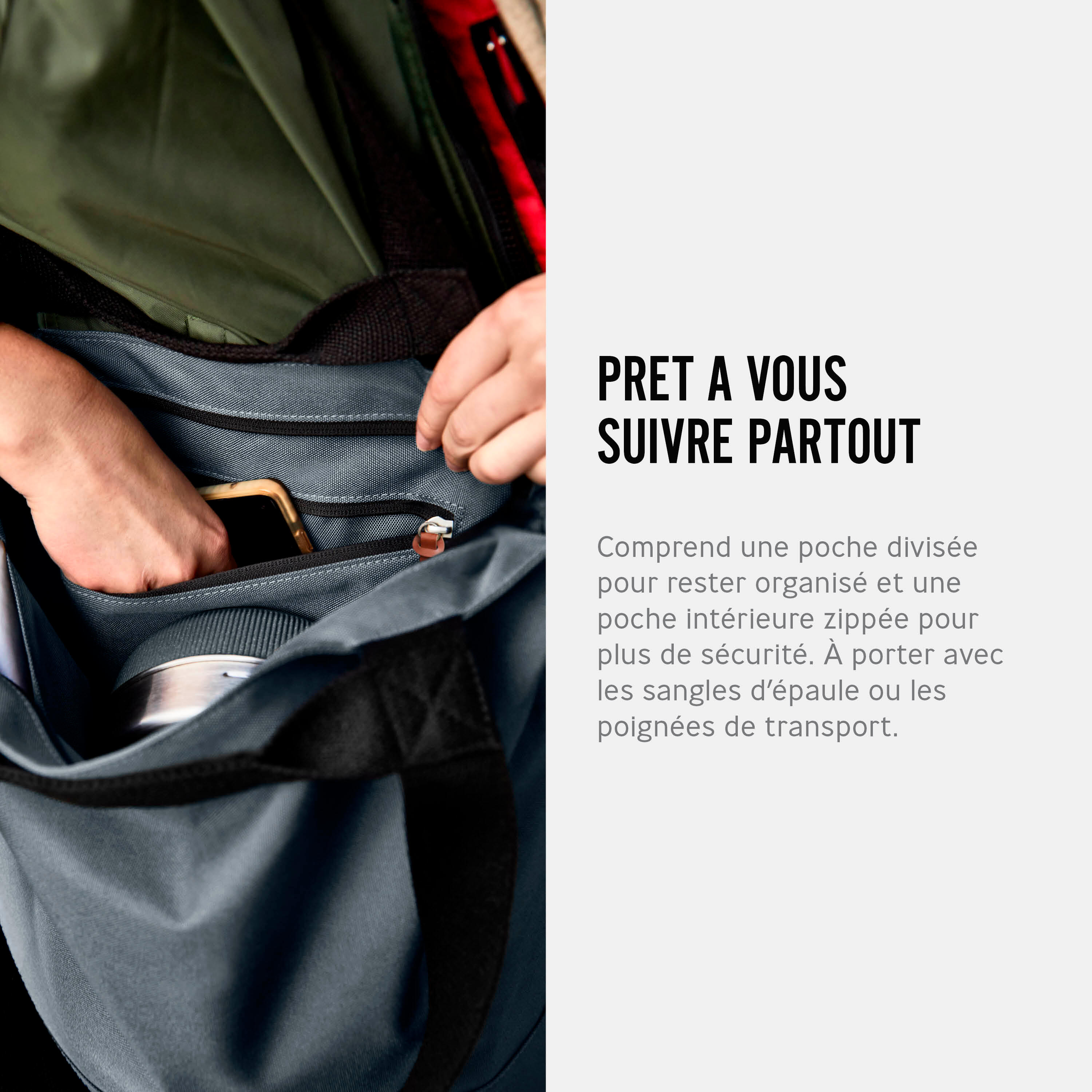 Tote Bag Isotherme Gris 16L- 2 Compartiments et Poche Zippée Intérieure 4/7