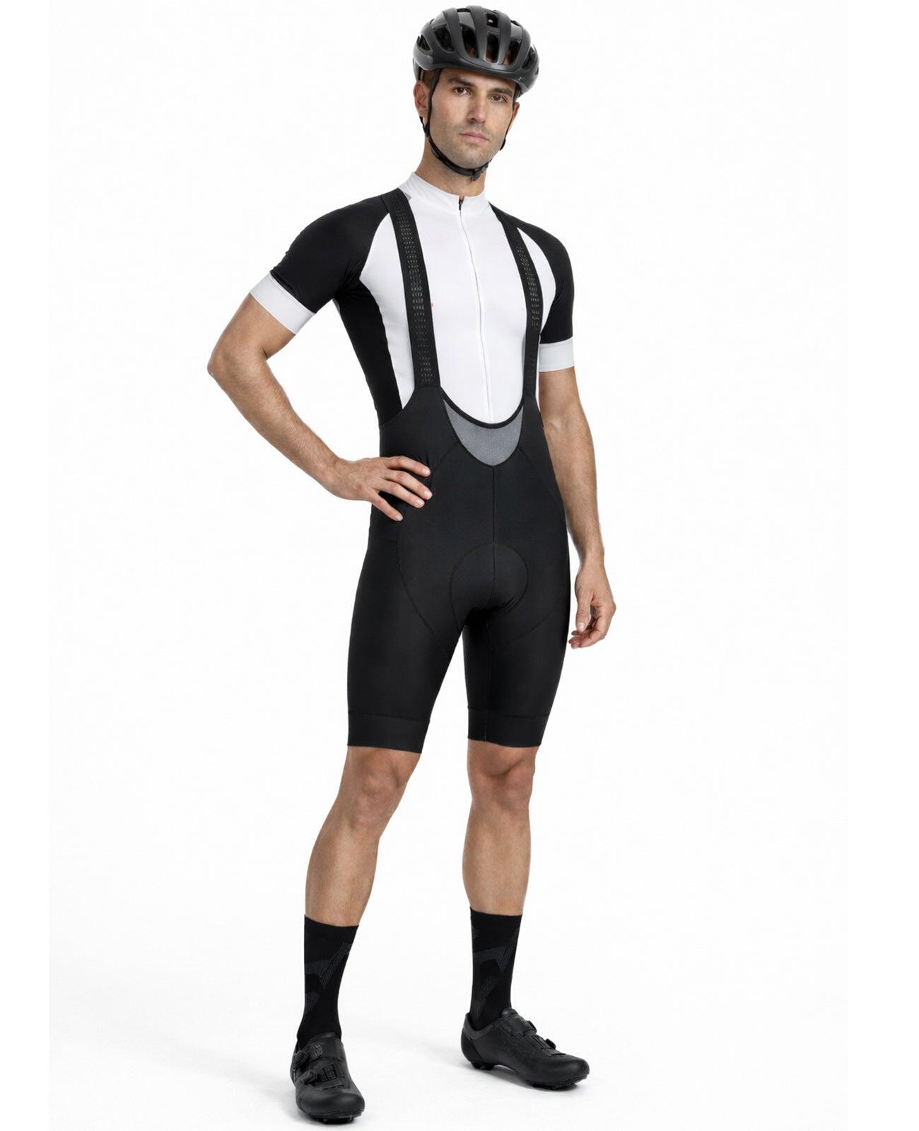 Herren Fahrradhose Kurz Radhose mit Trägern Trägerhose Pro Team Line Schwarz 2/4