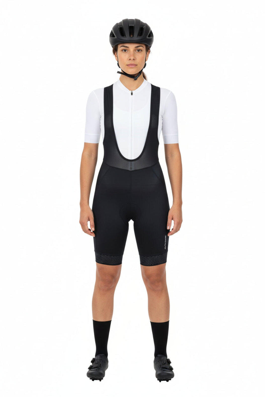 Damen Fahrradhose Kurz Radhose mit Trägern Trägerhose Pro Line Schwarz 2/4