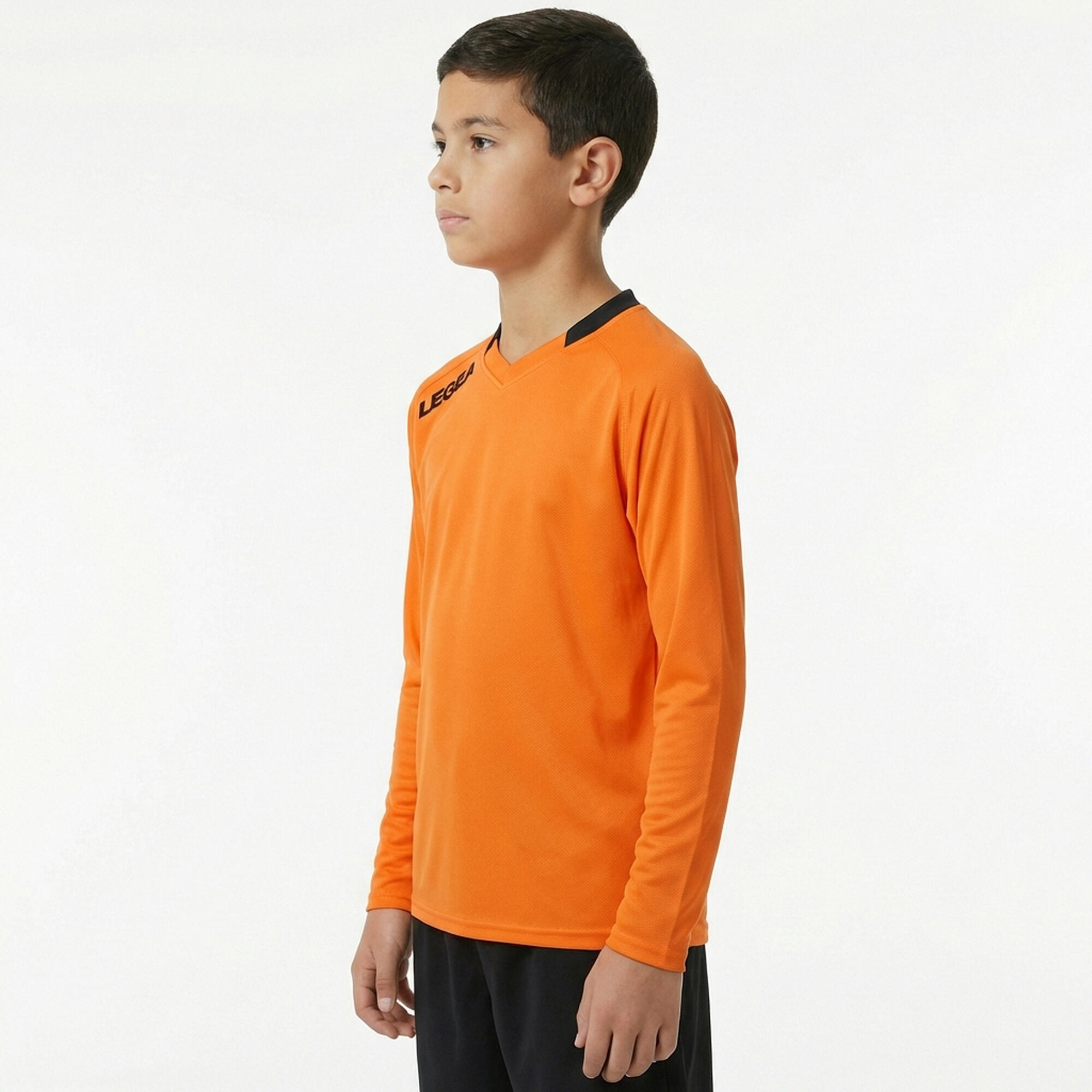 Homme Football T-shirt à Manches Longues Monaco Orange-Noir 3/5