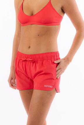 Short de Bain Femme 3" confortable et durable Rouge hibiscus