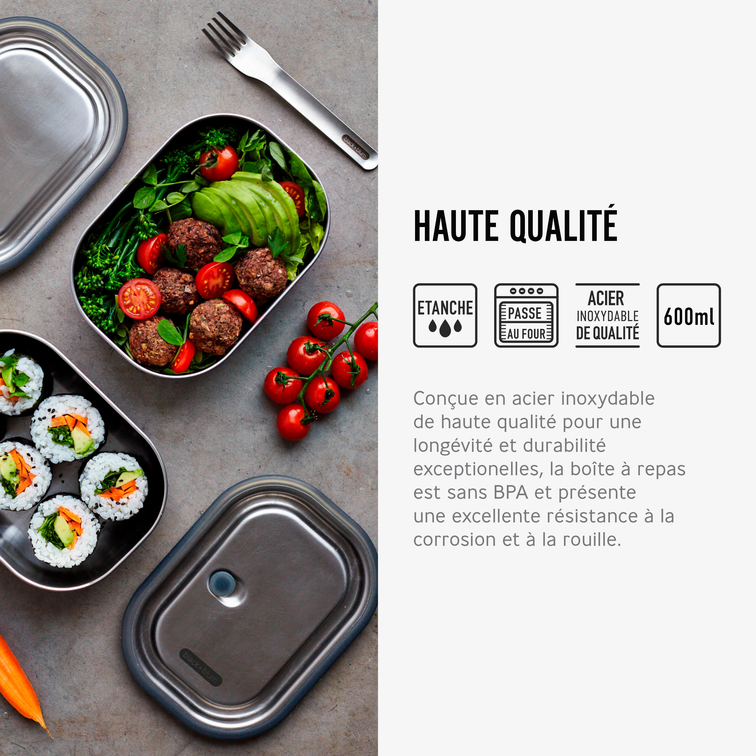 Boite repas en acier inoxydable Petite - Olive 600ML 4/6
