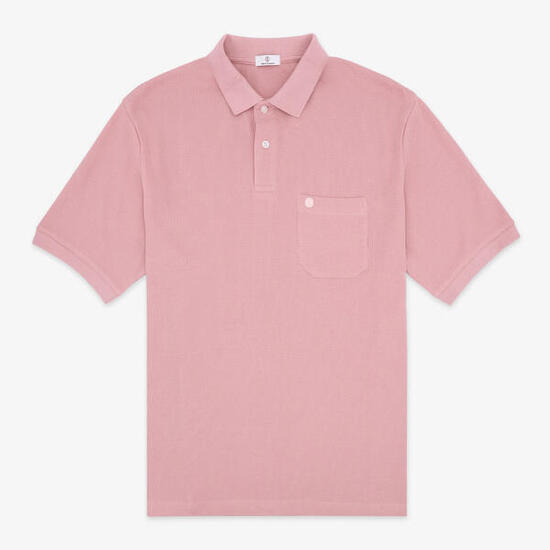 Polo manches courtes en coton gaufré rose