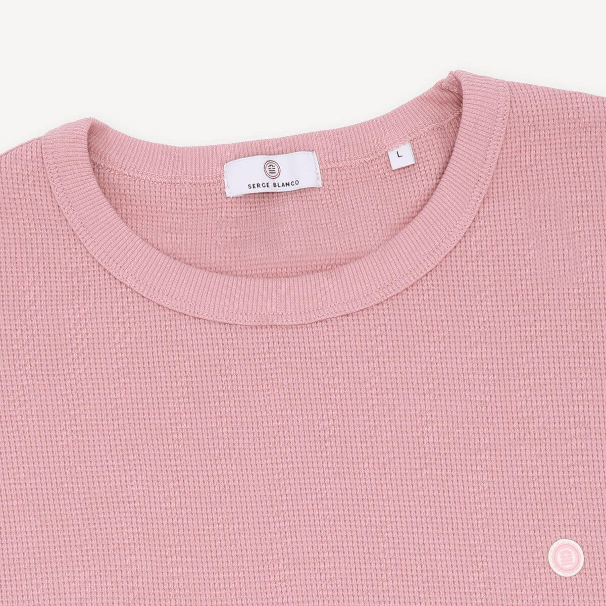 T-shirt girocollo in cotone goffrato Théo rosa 3/4