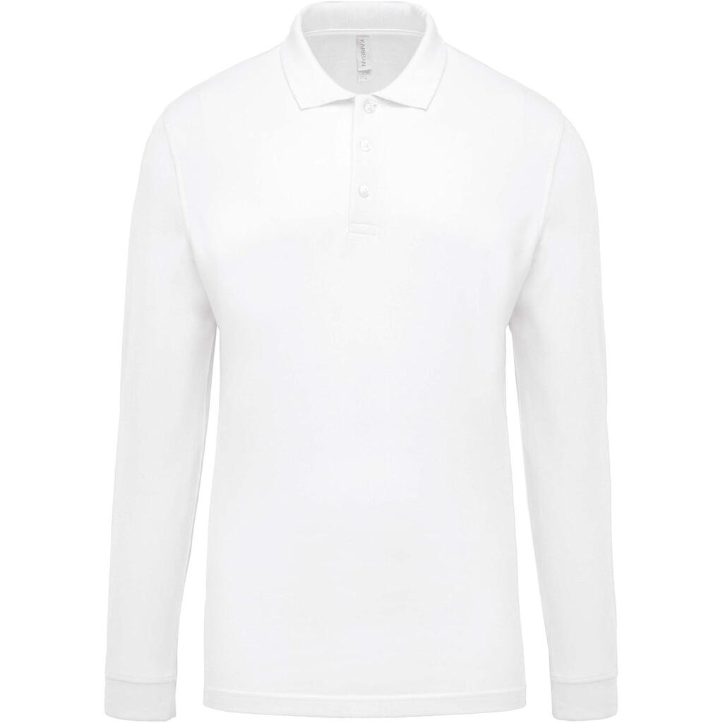 Long sleeve pique polo shirt Kariban blanc