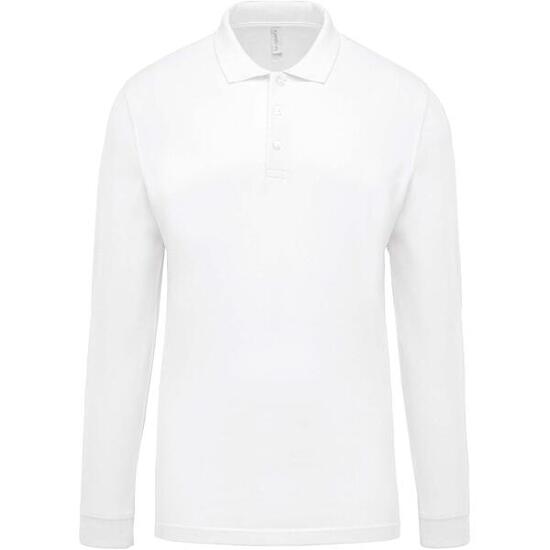 Polo piqué manches longues Kariban blanc
