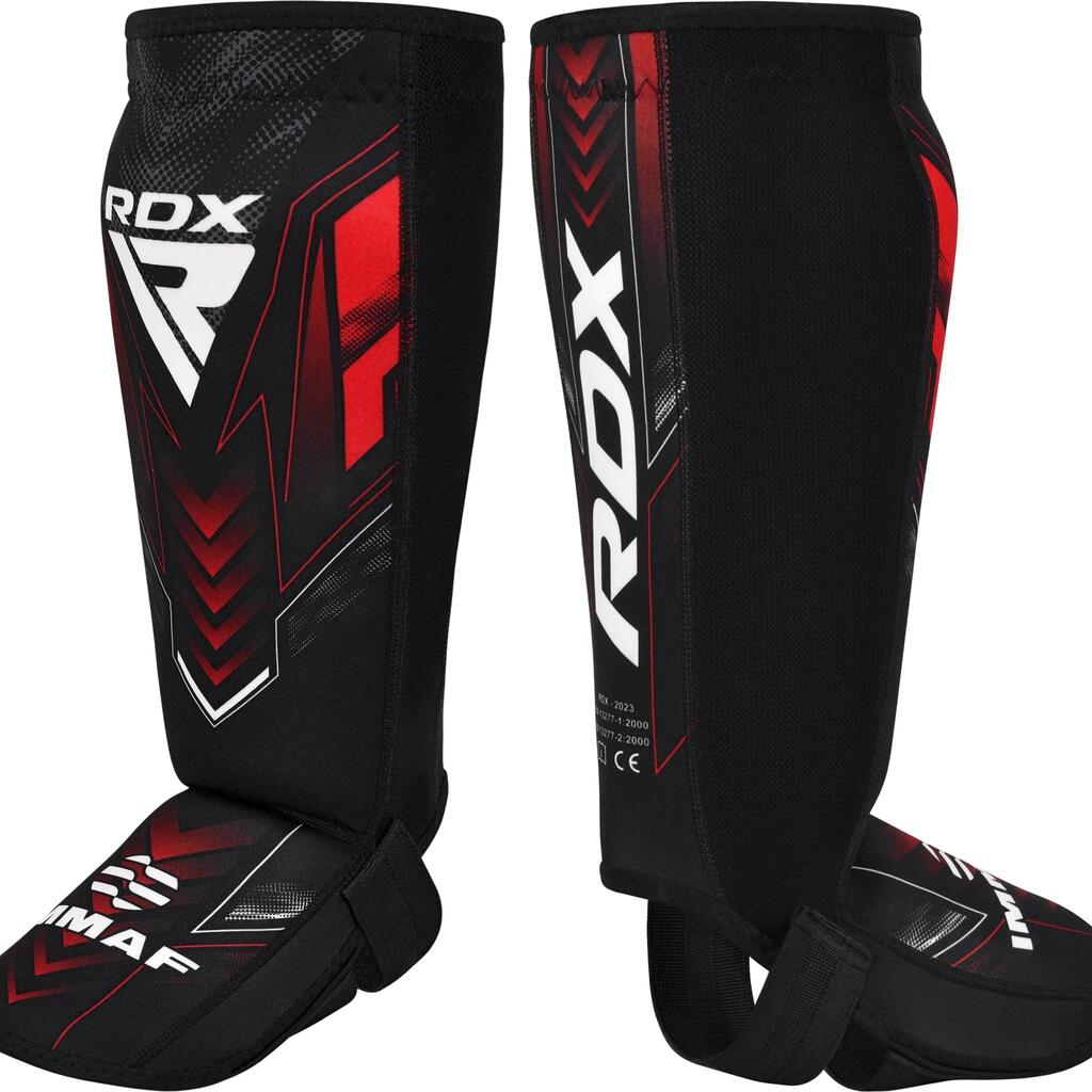RDX IMMAF Approved Neoprene Shin Instep Guards Red
