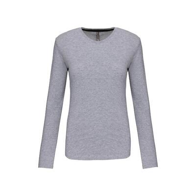 Dames-t-shirt met lange mouwen kariban col rond