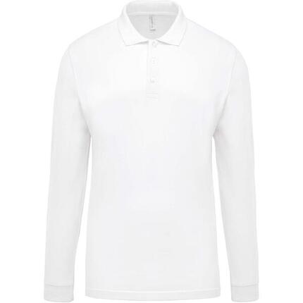 Polo piqué manches longues Kariban blanc