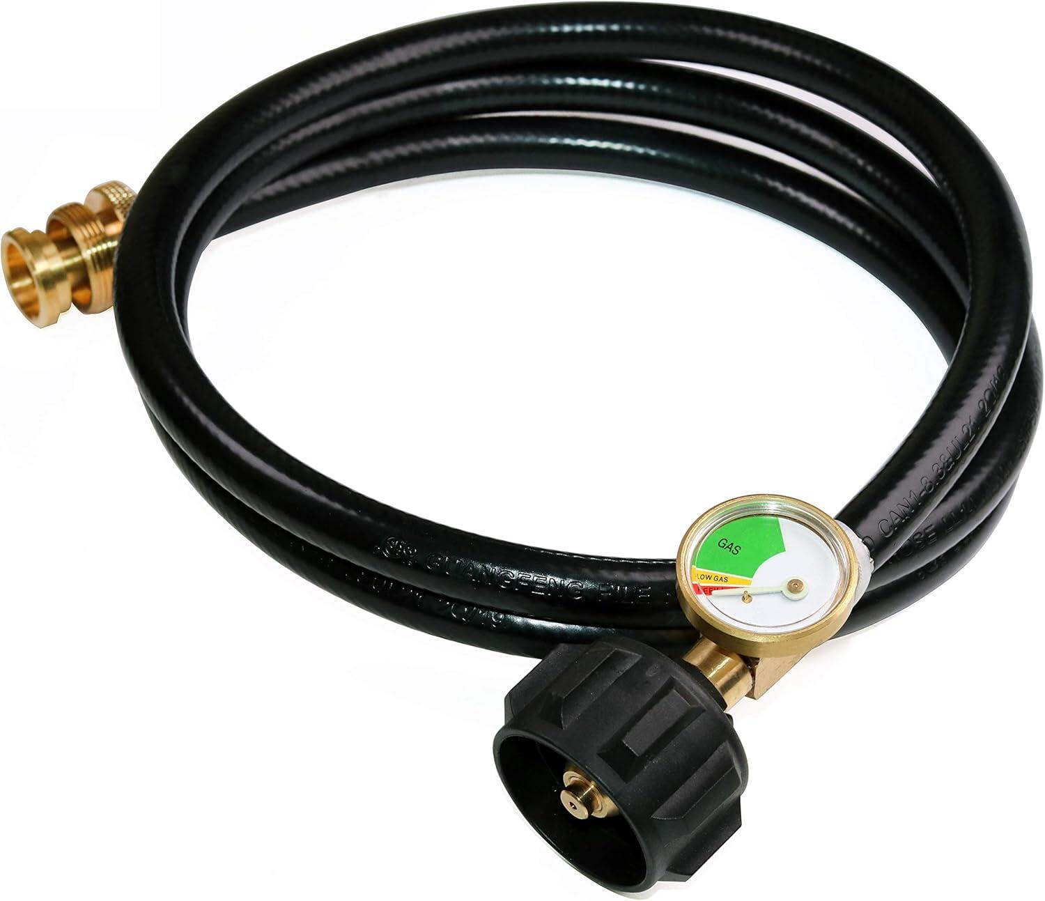 5 FT Propane Hose Adapter with Propane Tank Gauge