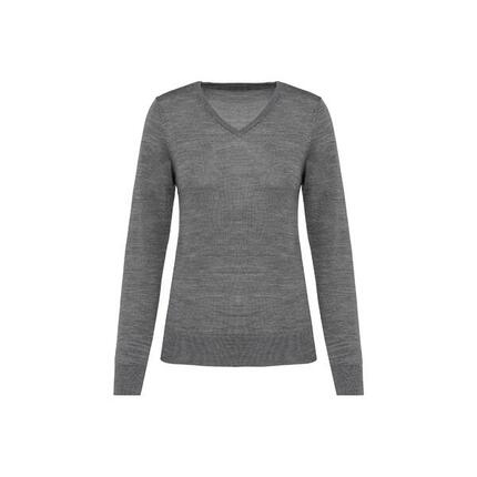 Merino-Pullover mit V-Ausschnitt, Damen Kariban Premium