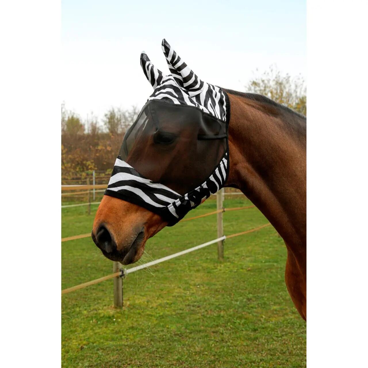 Masque anti-mouches pour cheval avec protection des oreilles Covalliero Zebra 2/2