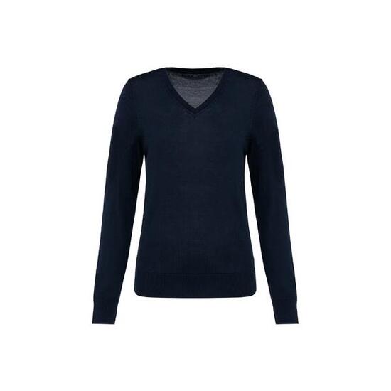 Merino-Pullover mit V-Ausschnitt, Damen Kariban Premium
