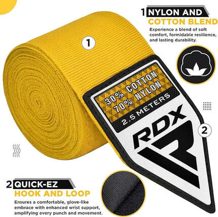 RDX Hand Wraps Pro 2.5m Gelb Boxbandagen