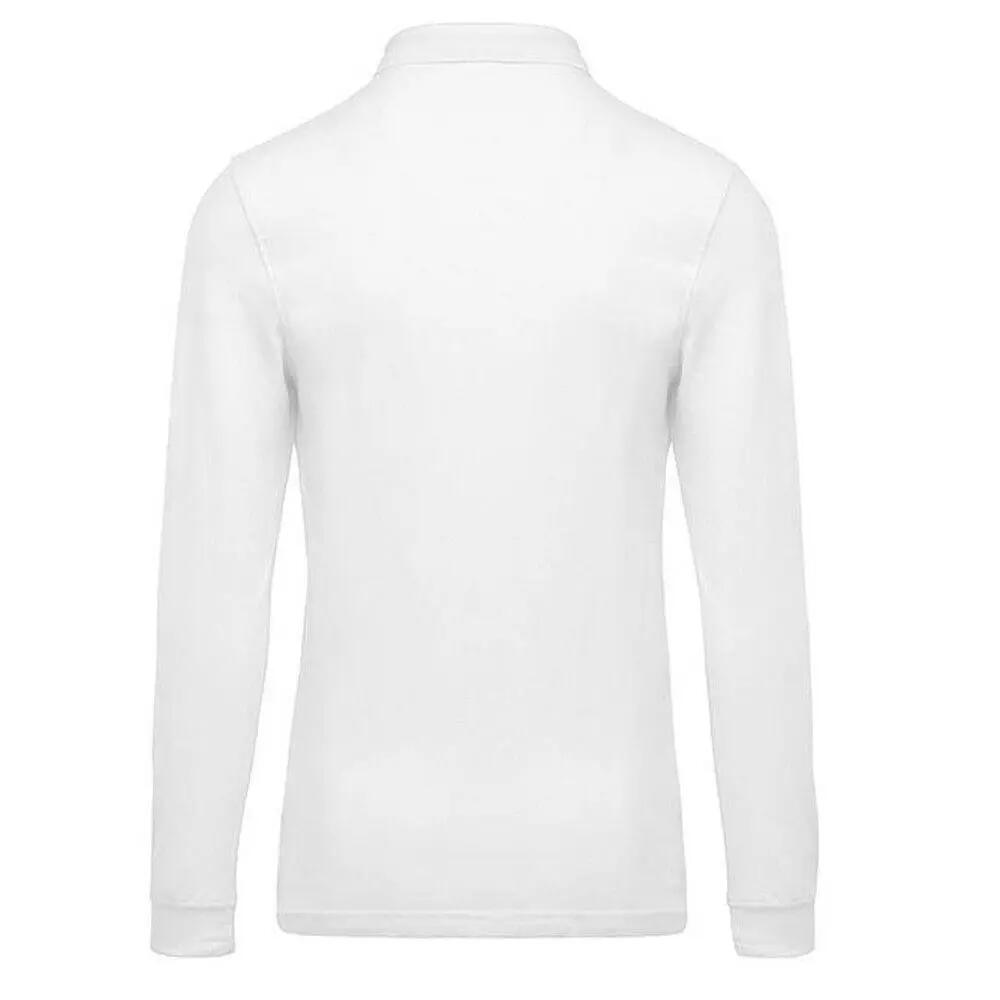 Long sleeve pique polo shirt Kariban blanc 2/2
