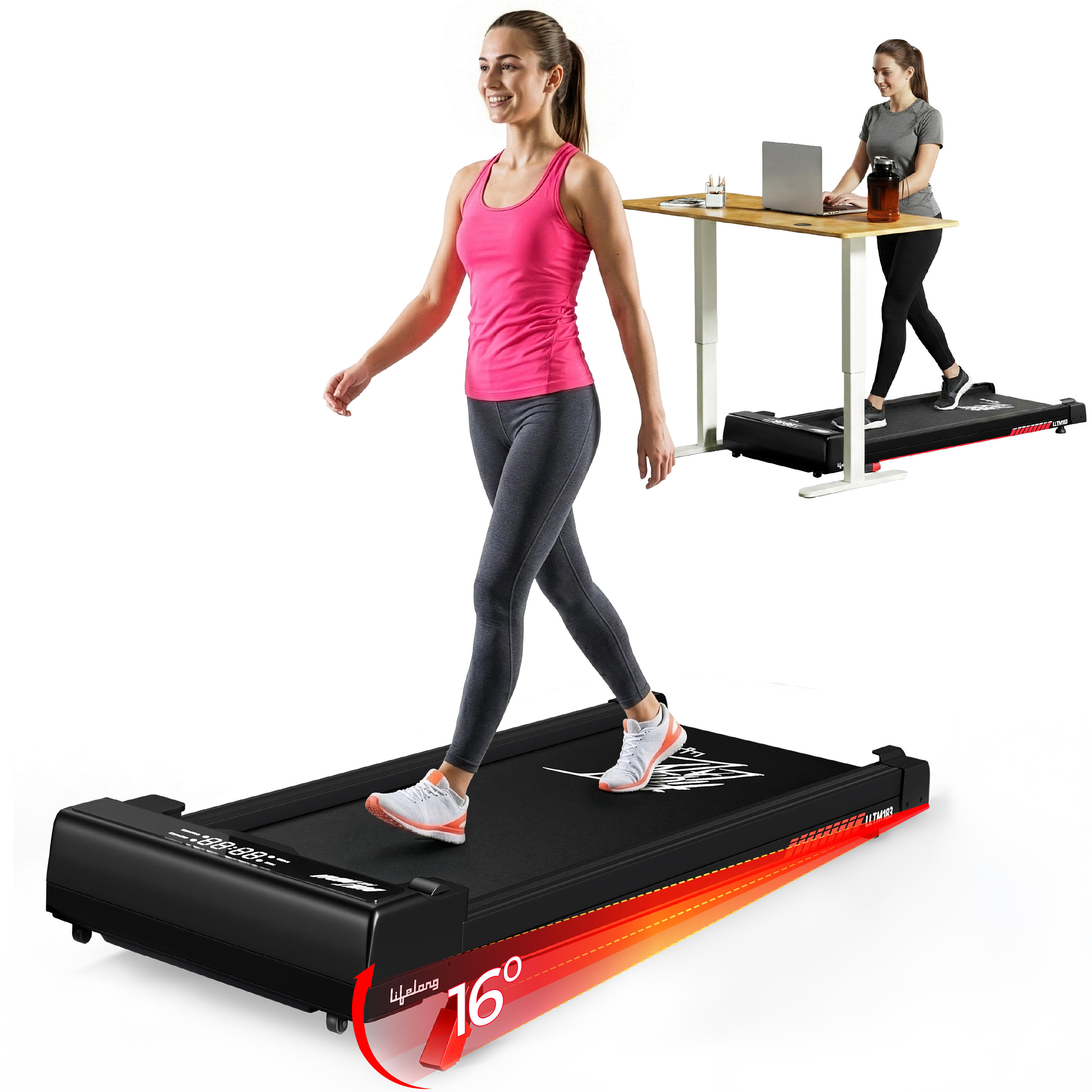 Lifelong Walking Pad Treadmill | 3 HP Brushless Motor | 2-Level Manual Incline | LED Display | Foldable Design | Remote Control | 110 Kg Capacity | 8 Km/h Speed | Home Fitness Walking Machine LLTM183-image-10