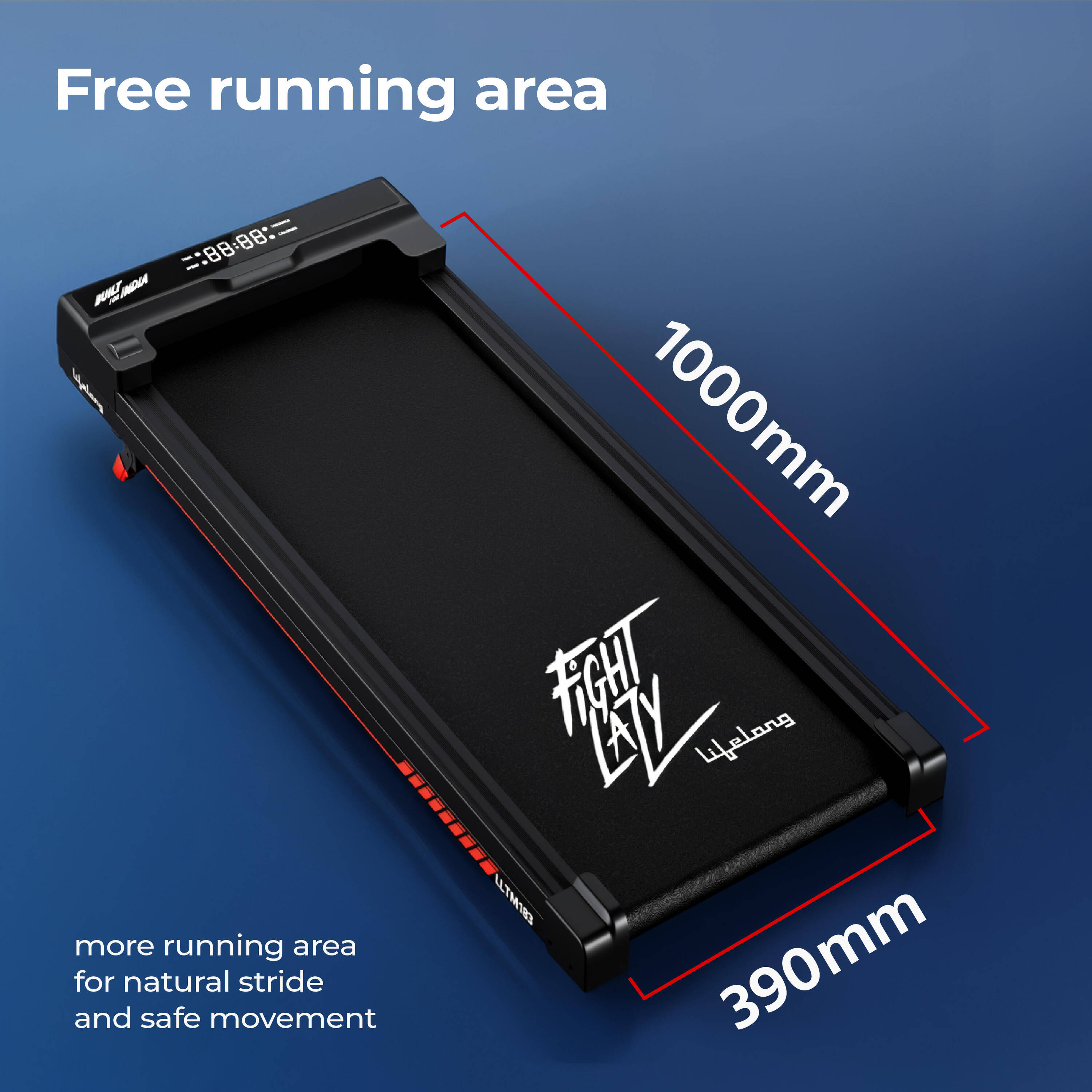 Lifelong Walking Pad Treadmill | 3 HP Brushless Motor | 2-Level Manual Incline | LED Display | Foldable Design | Remote Control | 110 Kg Capacity | 8 Km/h Speed | Home Fitness Walking Machine LLTM183 -  2
