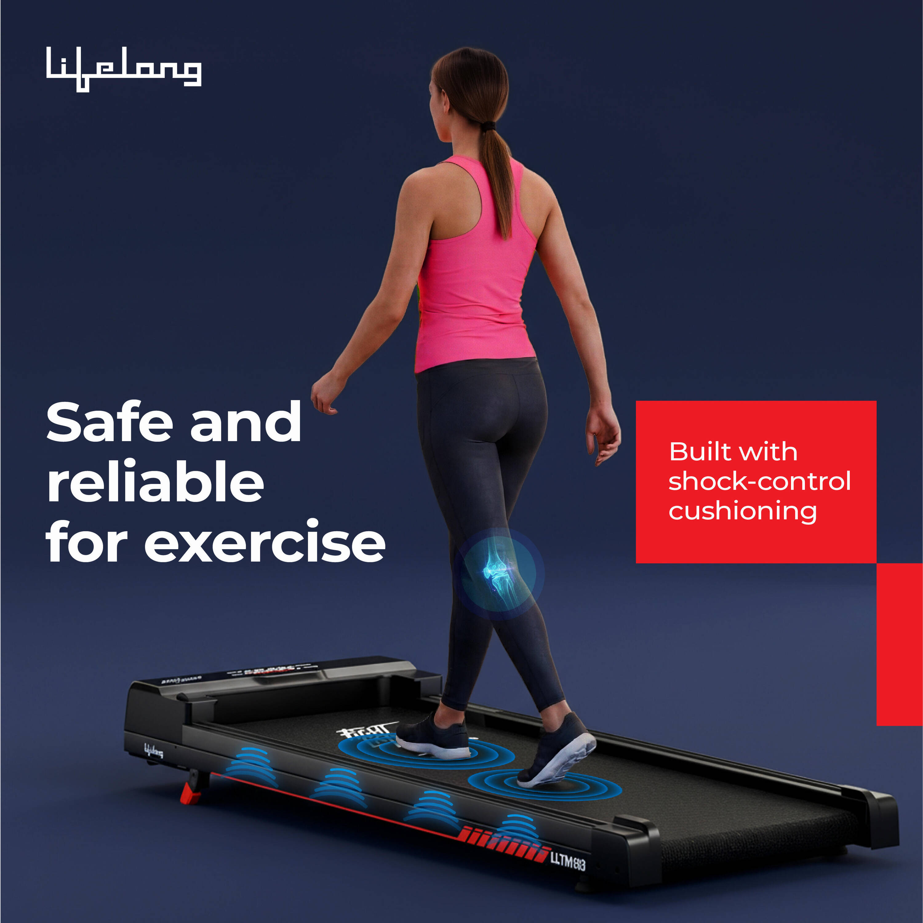 Lifelong Walking Pad Treadmill | 3 HP Brushless Motor | 2-Level Manual Incline | LED Display | Foldable Design | Remote Control | 110 Kg Capacity | 8 Km/h Speed | Home Fitness Walking Machine LLTM183 -  4
