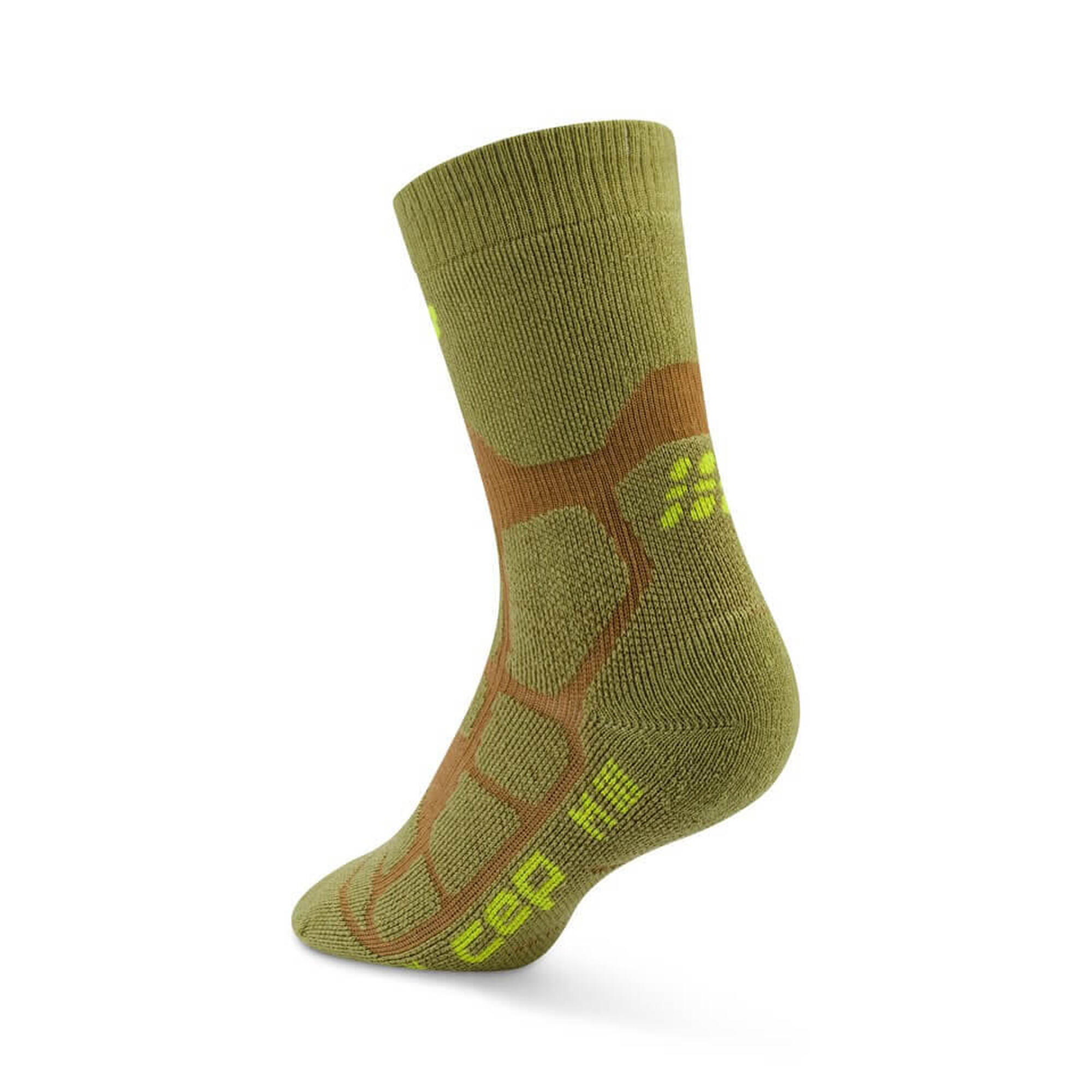 Șosete compresie CEP Hiking Max Cushion 2.0 Mid Cut - olive/maro | lână merino
